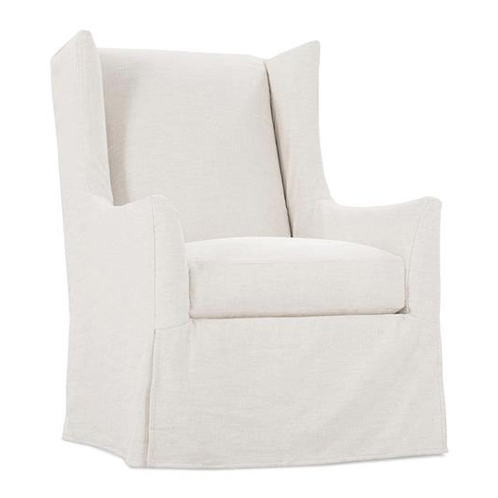 Heidi French Country White Performance Cushion Slipcovered Wingback Arm Chair, $1,634, Kathy Kuo Home