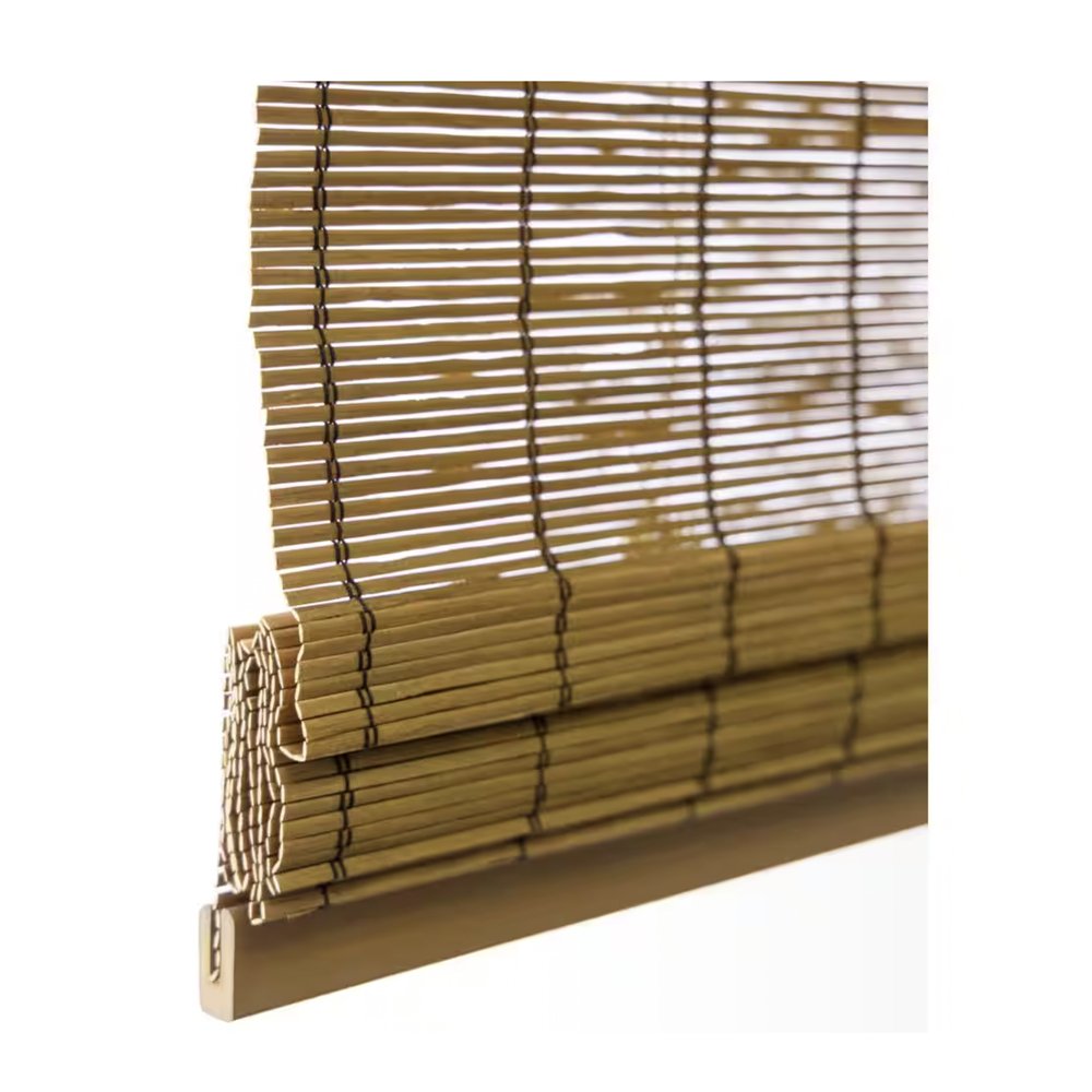 Brown Fox Cordless Light Filtering Natural Woven Bamboo Roman Shade 39 in. W x 64 in. L, $47.89, The Home Depot