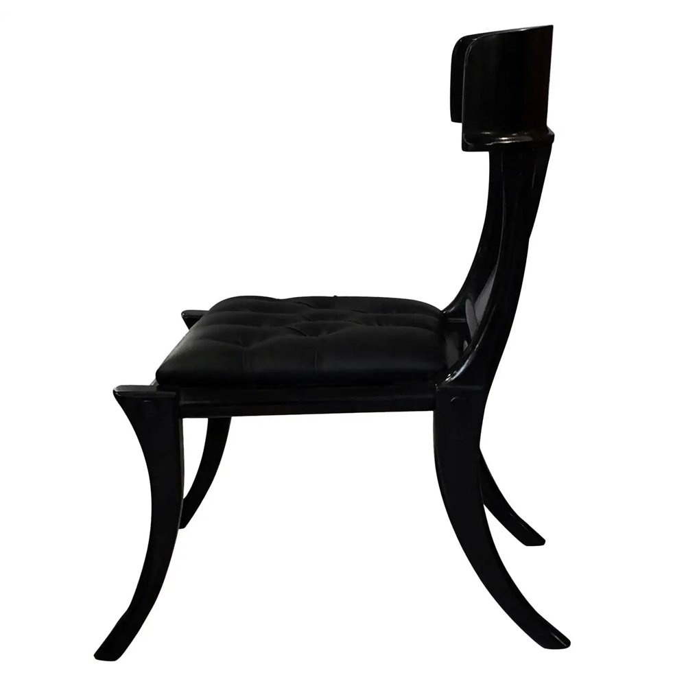 Klismos Black Wood Black Leather Seats, $1639.17