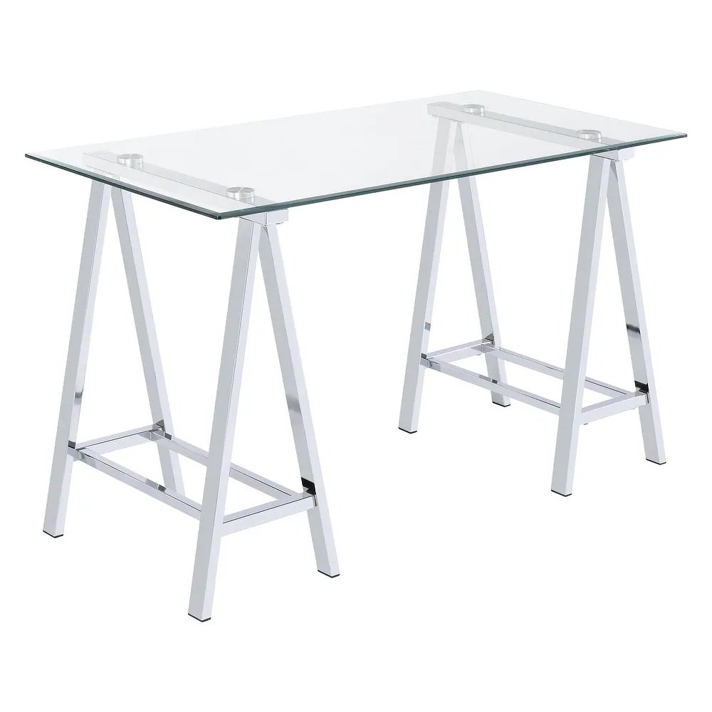 Middleton Desk with Clear Glass Top and Metal Base, $220.49, Overstock