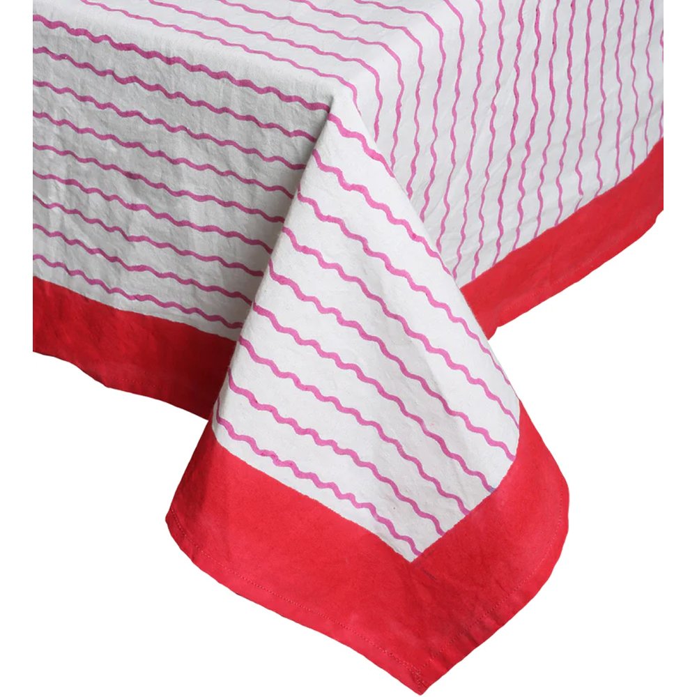 Pink Squiggle Tablecloth, $120, Carolina Irving &amp; Daughters