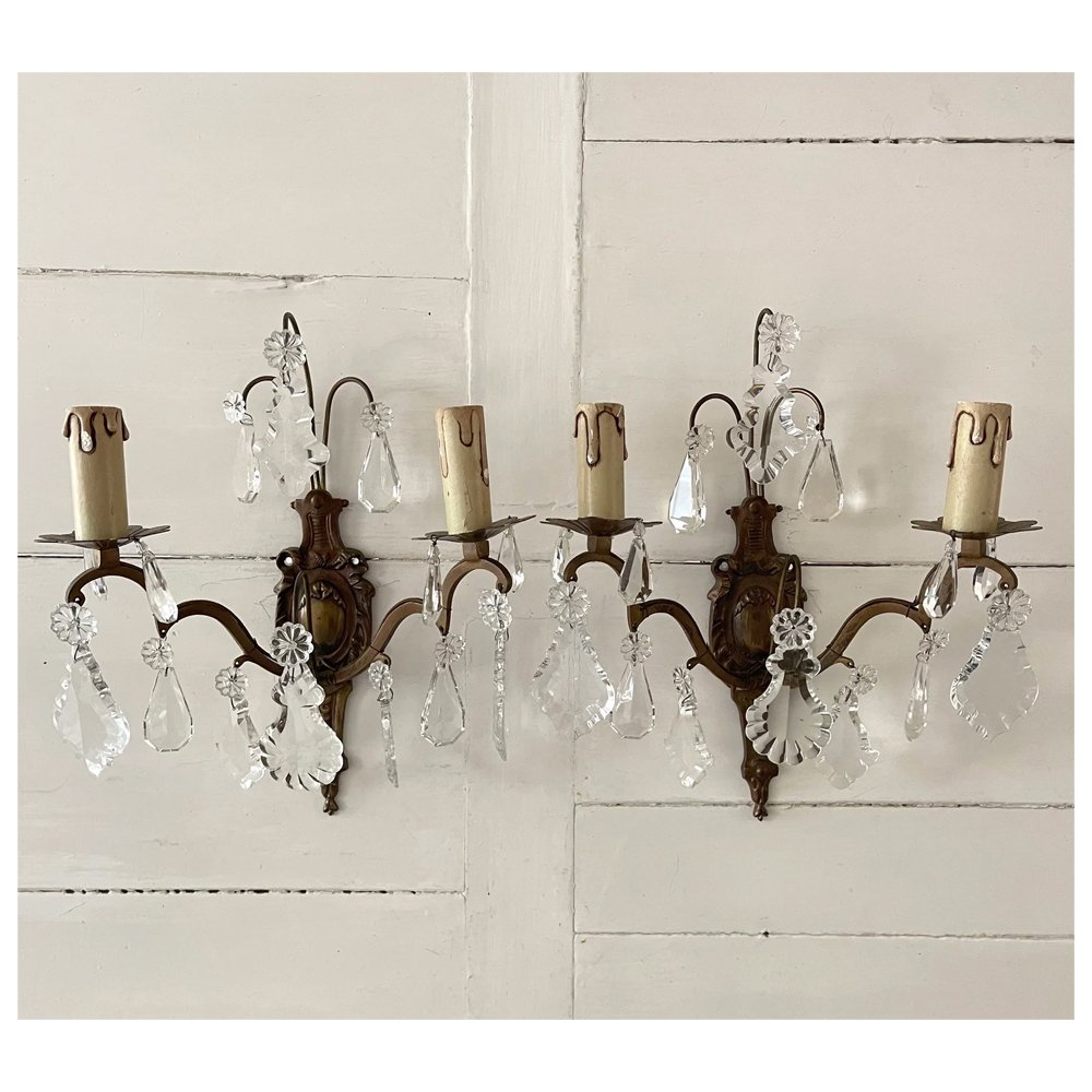 Pair of Bronze French Vintage Wall Sconces, $389.66, Etsy