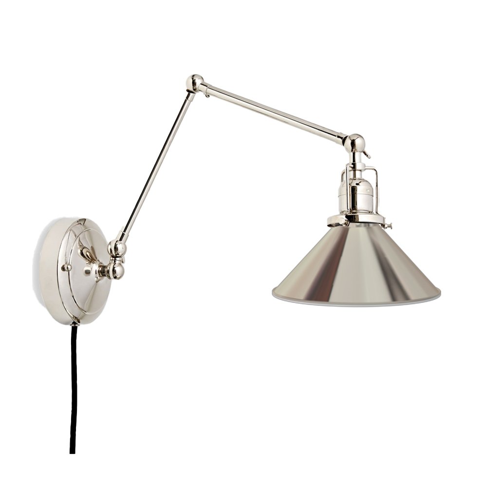 Imbrie Articulating Pin-Up Sconce in Polished Nickel, $399, Rejuvenation