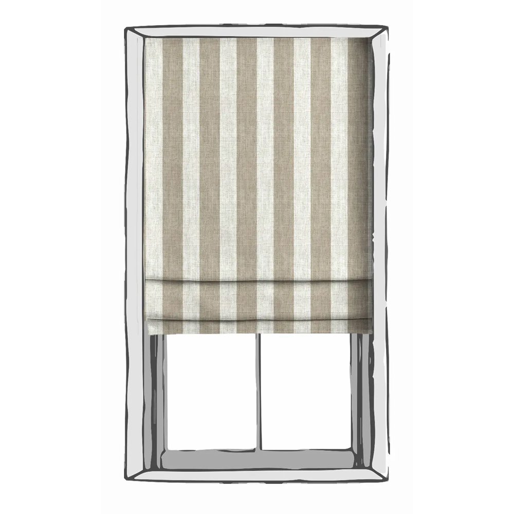 ‘SOFT GLOW’ MODERN STRIPED PRINT ROMAN BLINDS/ SHADES (BEIGE/ GREY), from $146.05, Spiffy Spools
