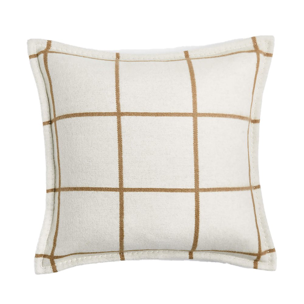 Arctic Ivory Reversible Merino Wool Windowpane 20"x20" Pillow Cover, $79.95, Crate &amp; Barrel