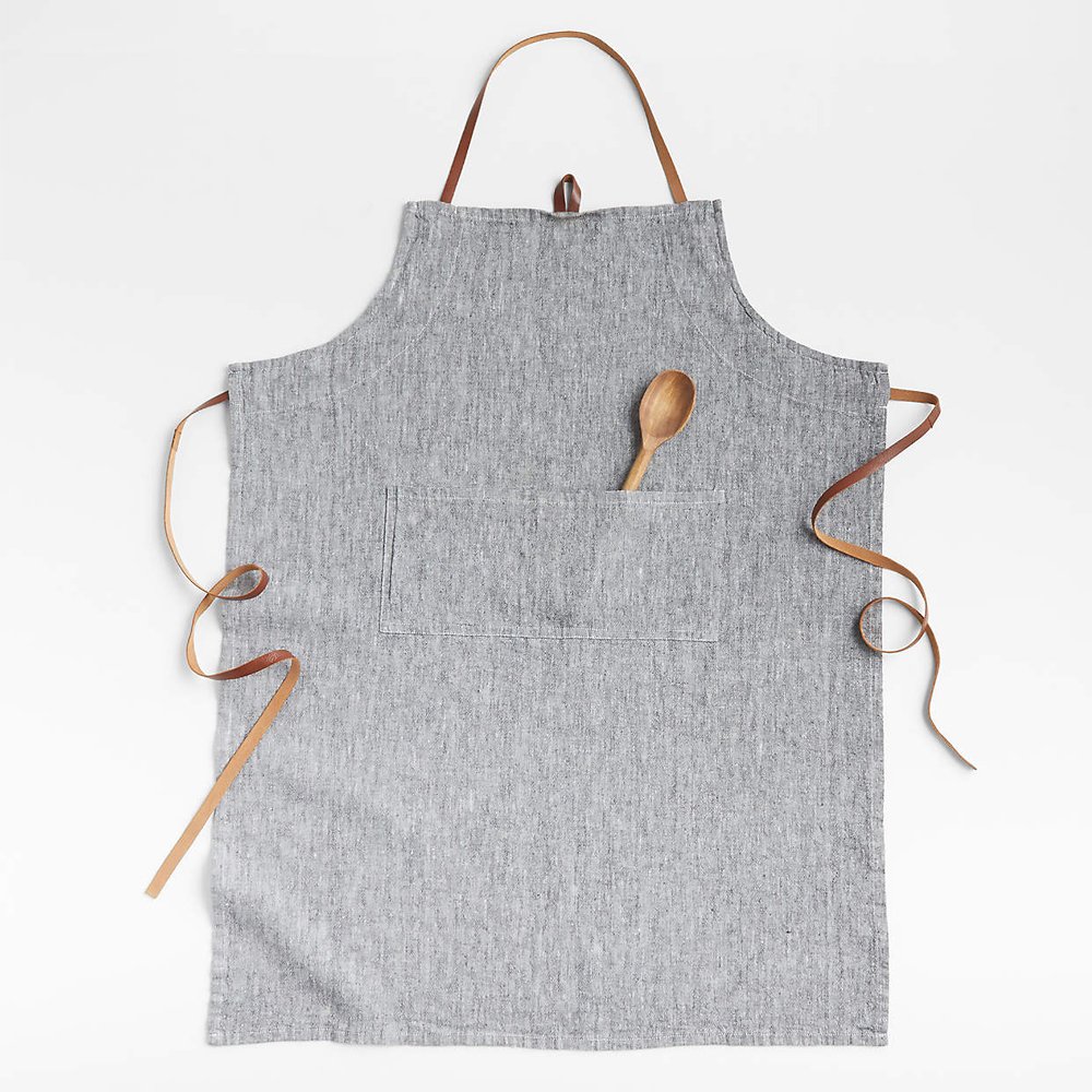 Chambray Grey Cooking Apron with Pocket, $29.95, Crate &amp; Barrel