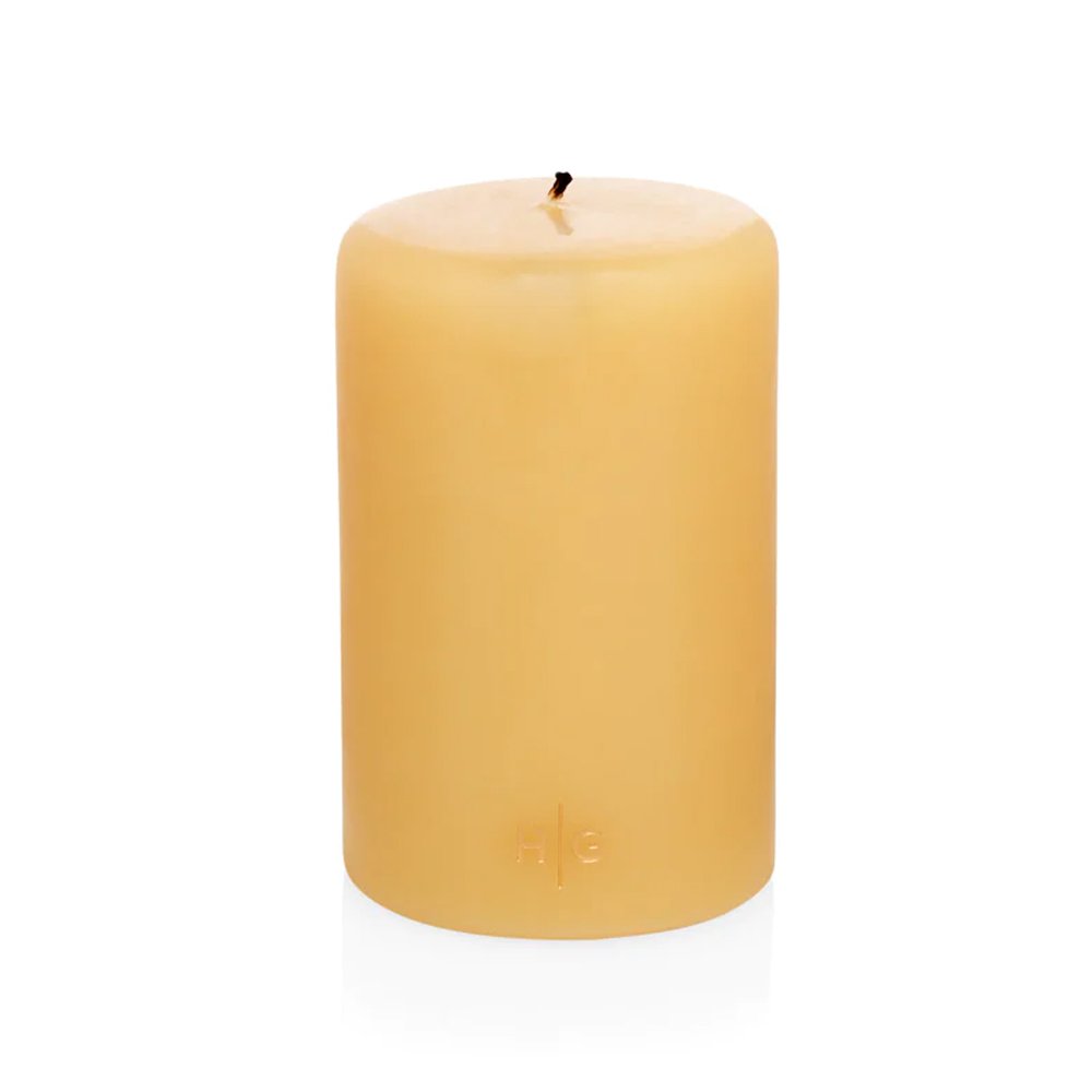 Amber Unscented Pillar Candle, 4"x6", $36, Hudson Grace