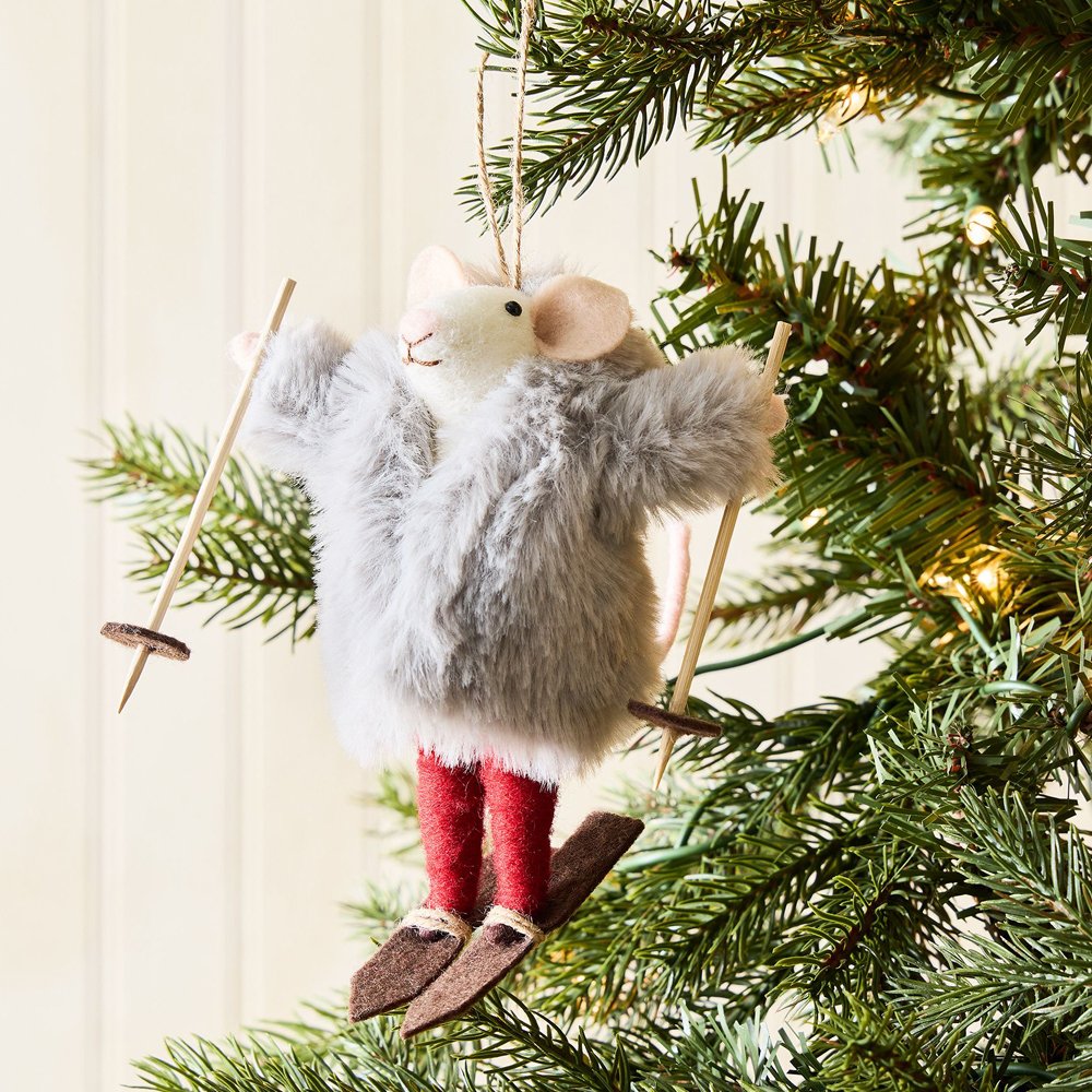 Felt Skier Mouse Ornament, $16, West Elm