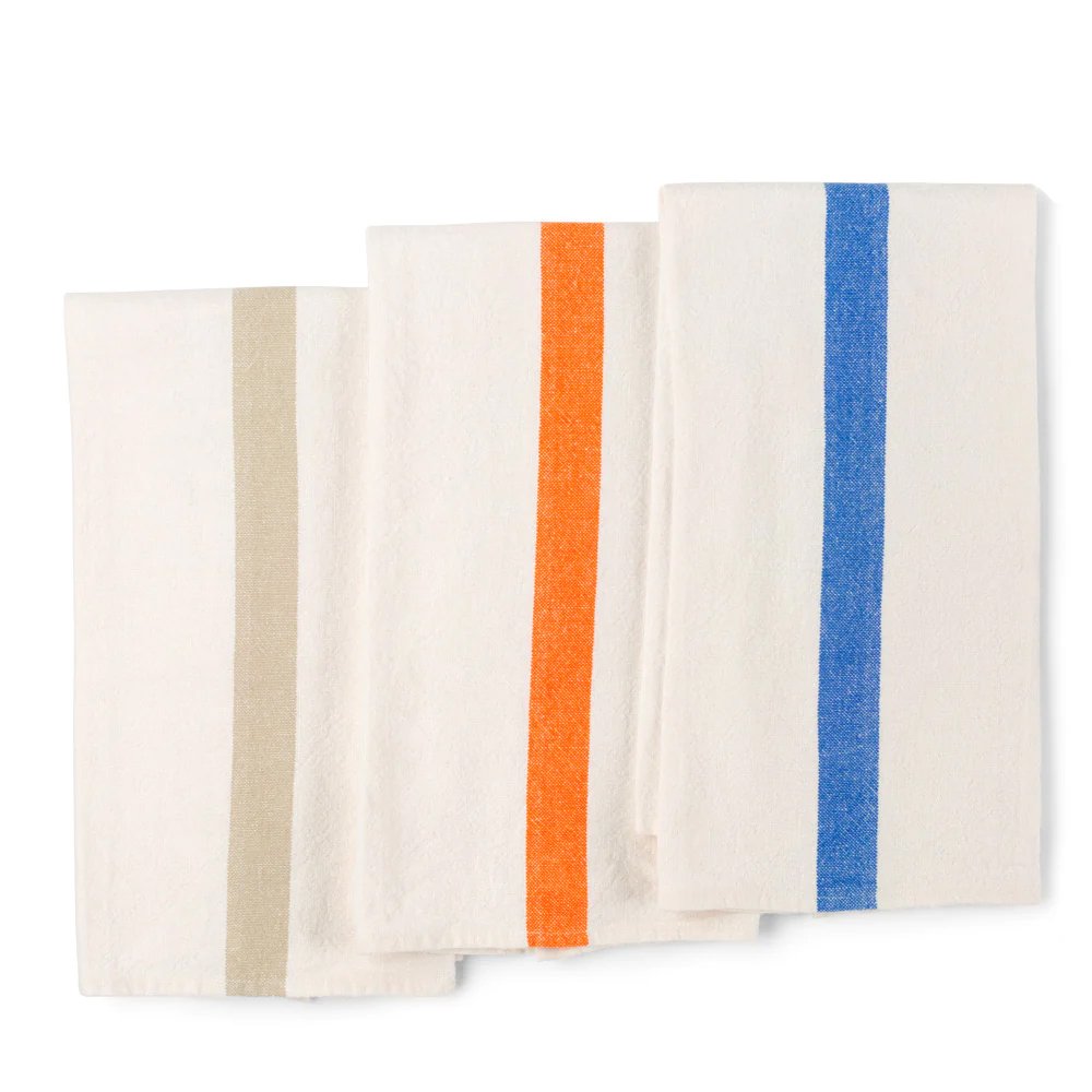 Orange Striped Linen Tea Towels, Set of 2, $48, Hudson Grace