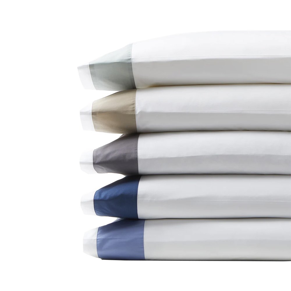 Wide-Band Percale Sheet Sets, from $325, Hudson Grace