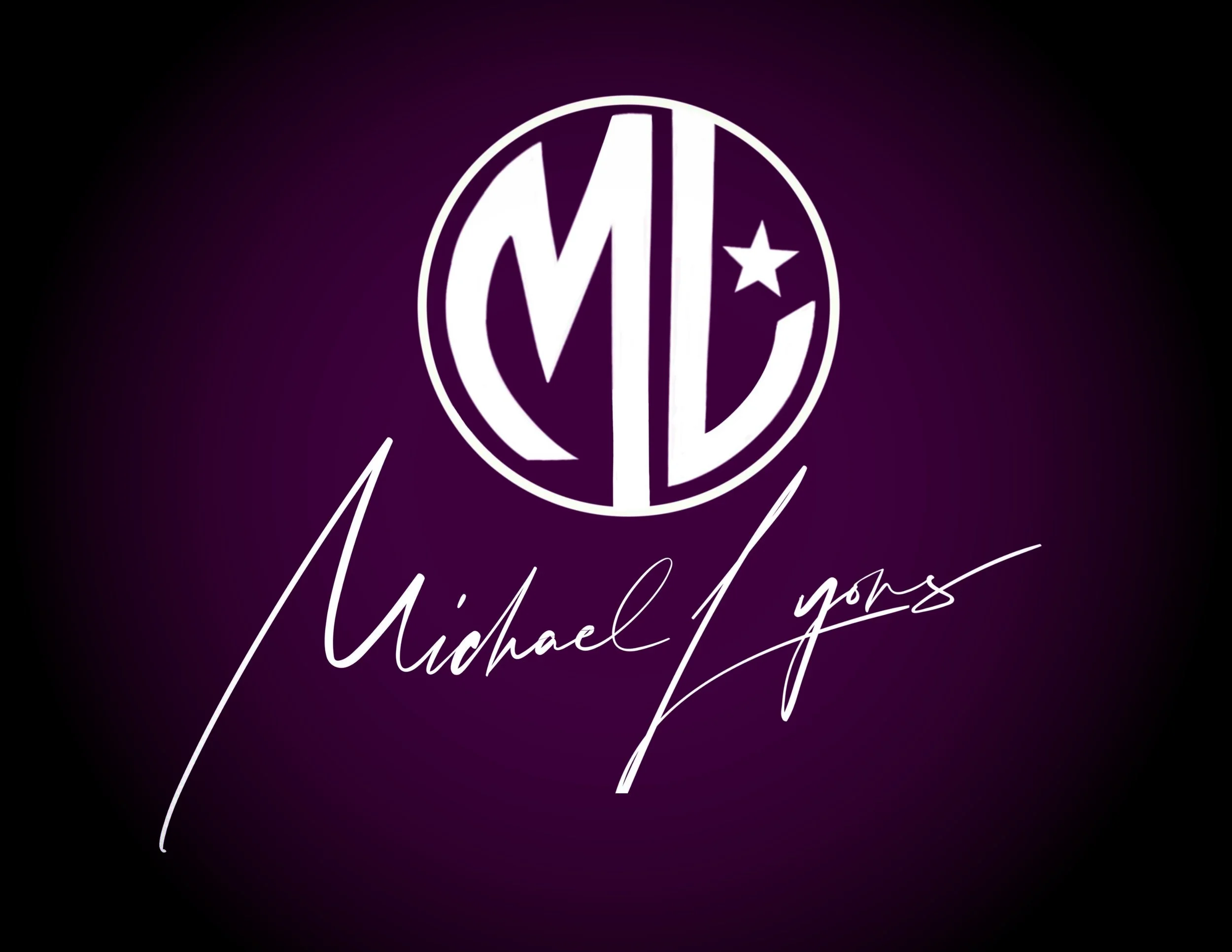 Stylized logo with initials 'M' and 'G' inside a circle, with a star on the right side, against a dark purple background, and the name 'Michael Young' written in cursive below.