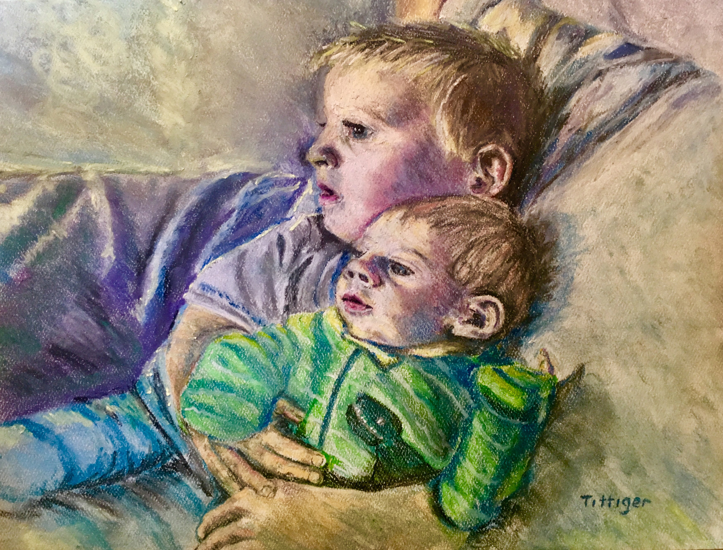 LOGAN AND MICAH This is a beautiful pastel I painted of my grandsons. I do these paintings by commission.