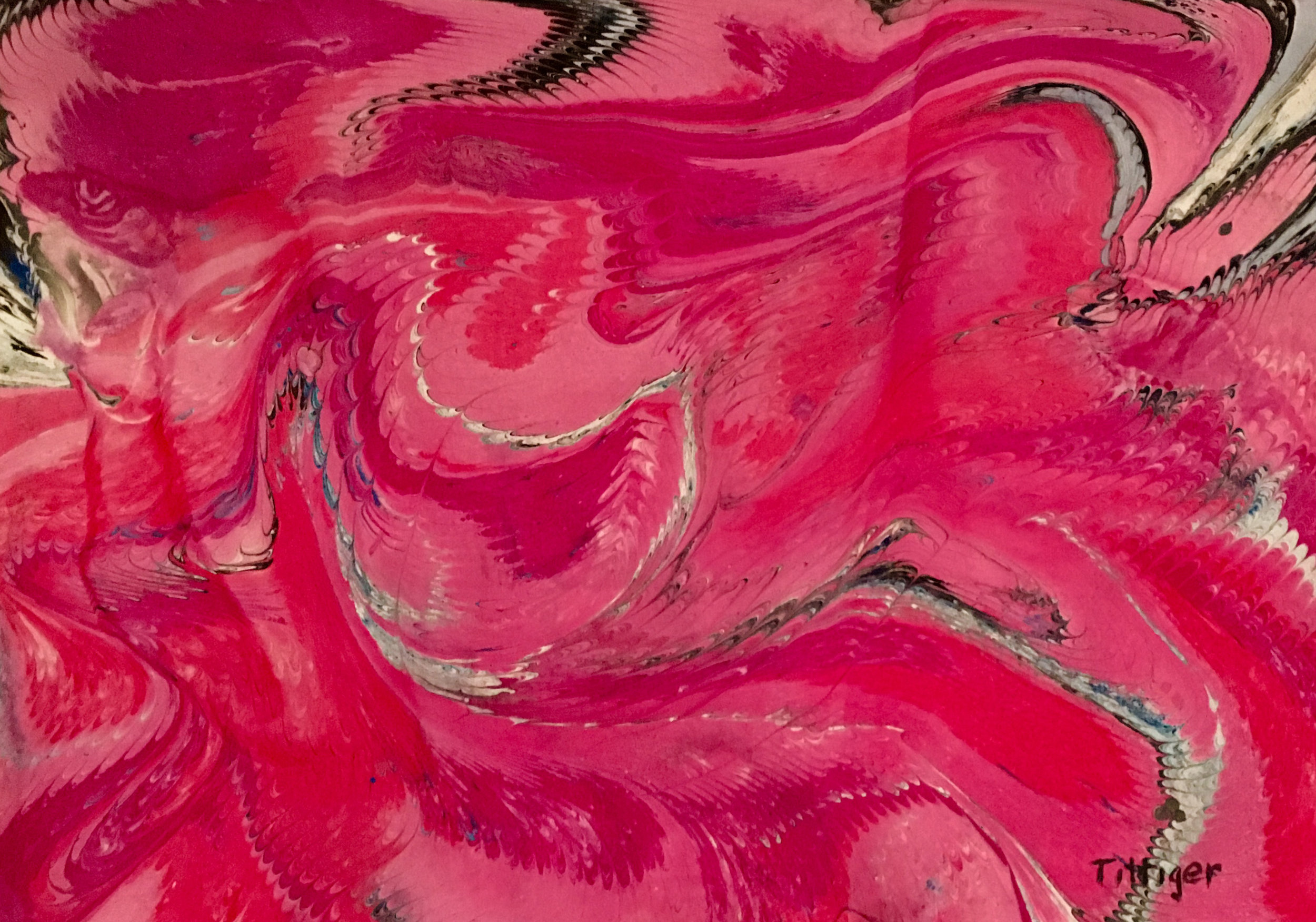 PINK RIVER Pink River is a vibrant 11 x 15 acrylic marbling. 