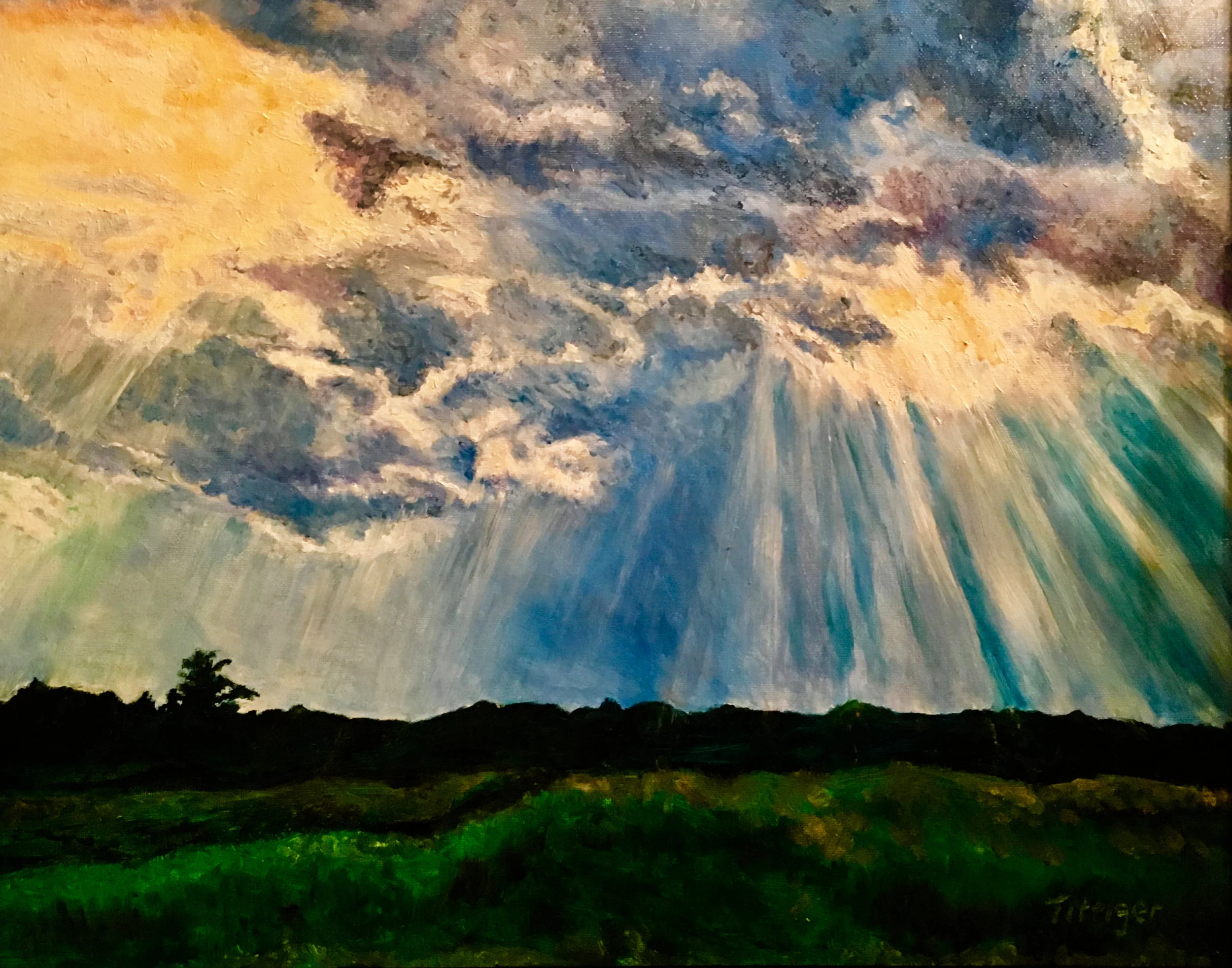 BRILLIANCE This a picture of the sky during a storm. The scene is over our pond at my childhood home.