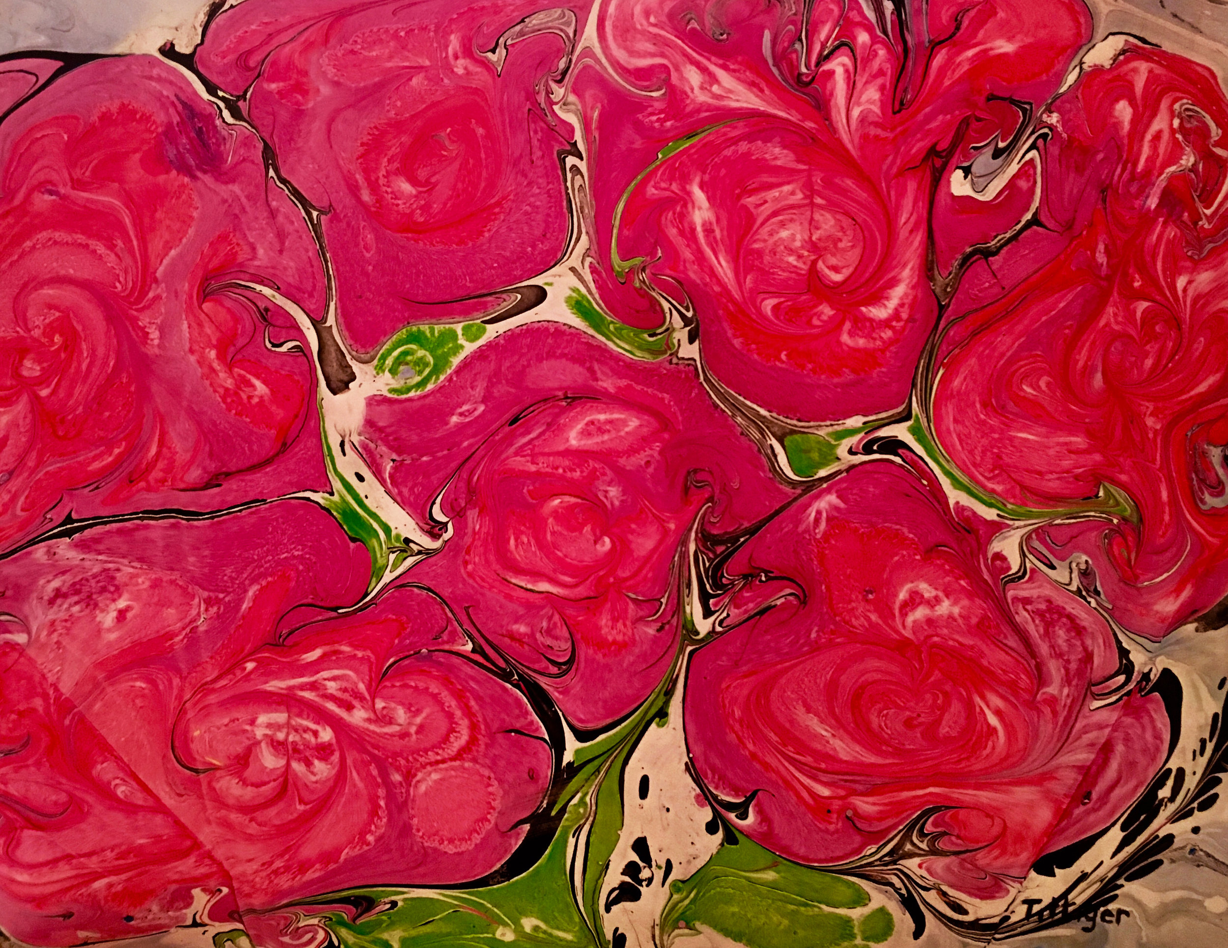 ROSES ROSES This is an 16 x 20 acrylic ink marbling. It reminds of the roses outside of my childhood home.