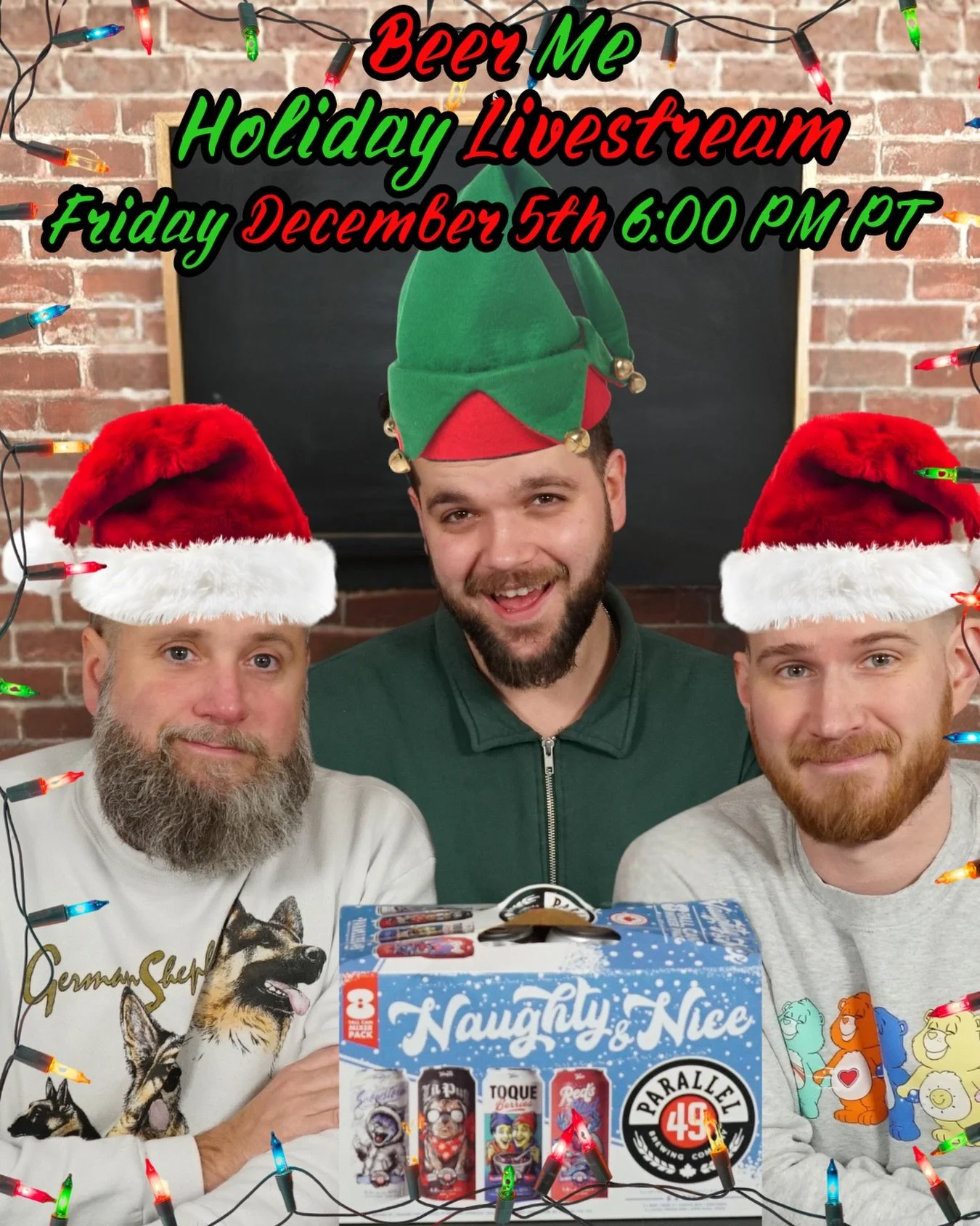 🎄🍻 BEER ME HOLIDAY LIVESTREAM! 🍻🎄
We&rsquo;re kicking off the season with a full review of Parallel 49&rsquo;s Naughty &amp; Nice Mixer Pack!

Join us this Friday December 5th at 6:00 PM PT as we crack open every can, argue about flavour notes we