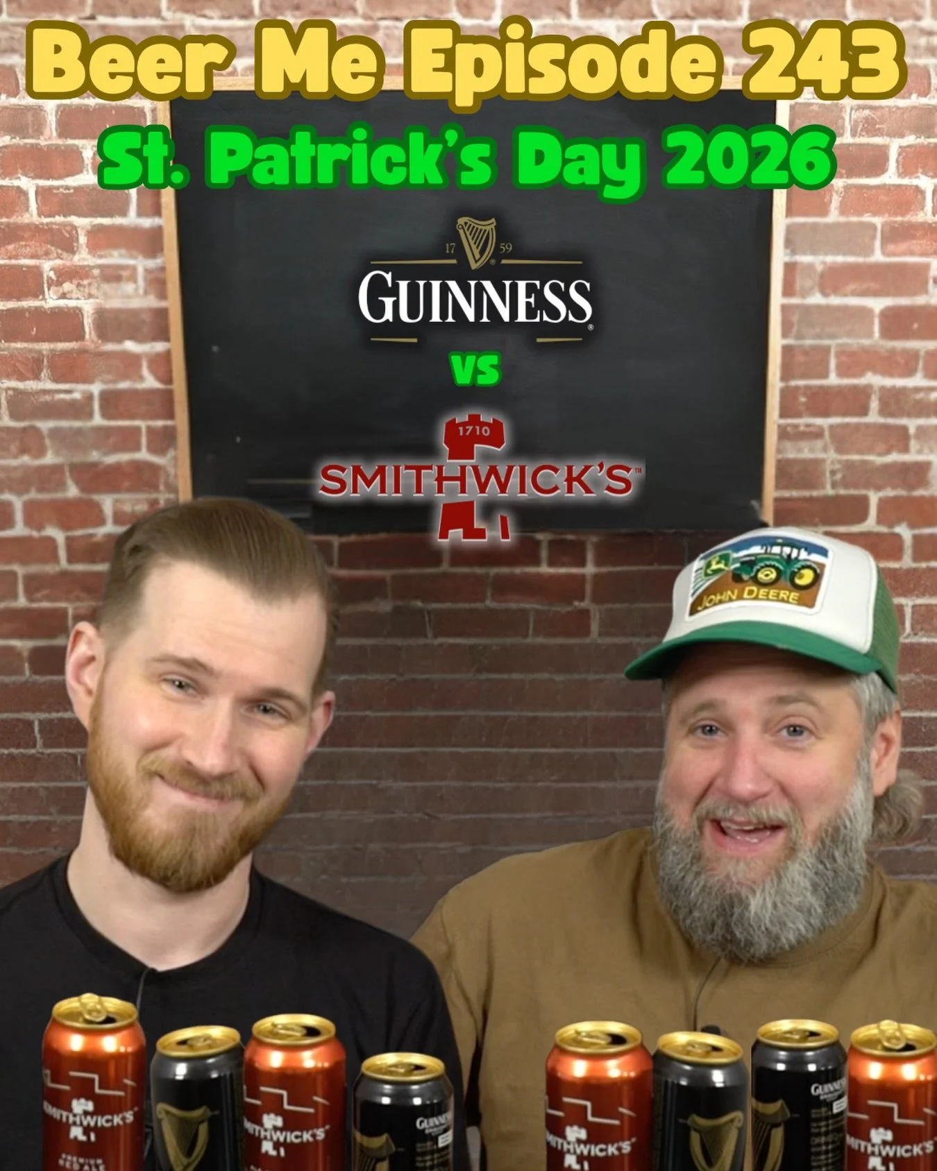🍀 St. Paddy&rsquo;s Day on Beer Me! 🍀

We put Guinness and Smithwick&rsquo;s head-to-head, starting things off by downing two full pints, and then somehow convince ourselves mixing them together is a good idea&hellip; Thanks to Brian for sending us