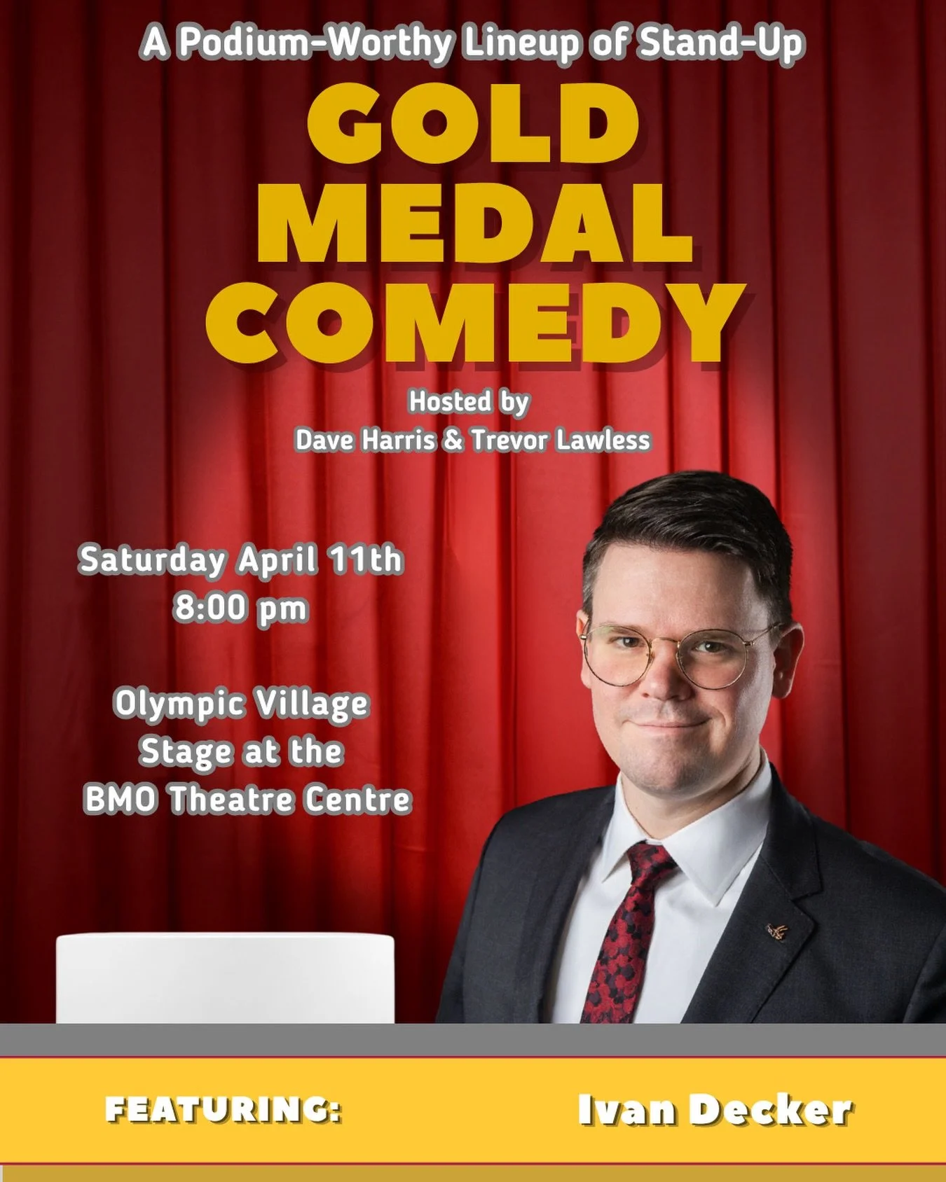 Ivan Decker is on @goldmedalcomedy! Ivan is a JUNO Award-winning comedian with a Netflix special and credits including CONAN, Just For Laughs, and CBC&rsquo;s The Debaters. A Vancouver favourite, he&rsquo;s known for his sharp writing and has headlin