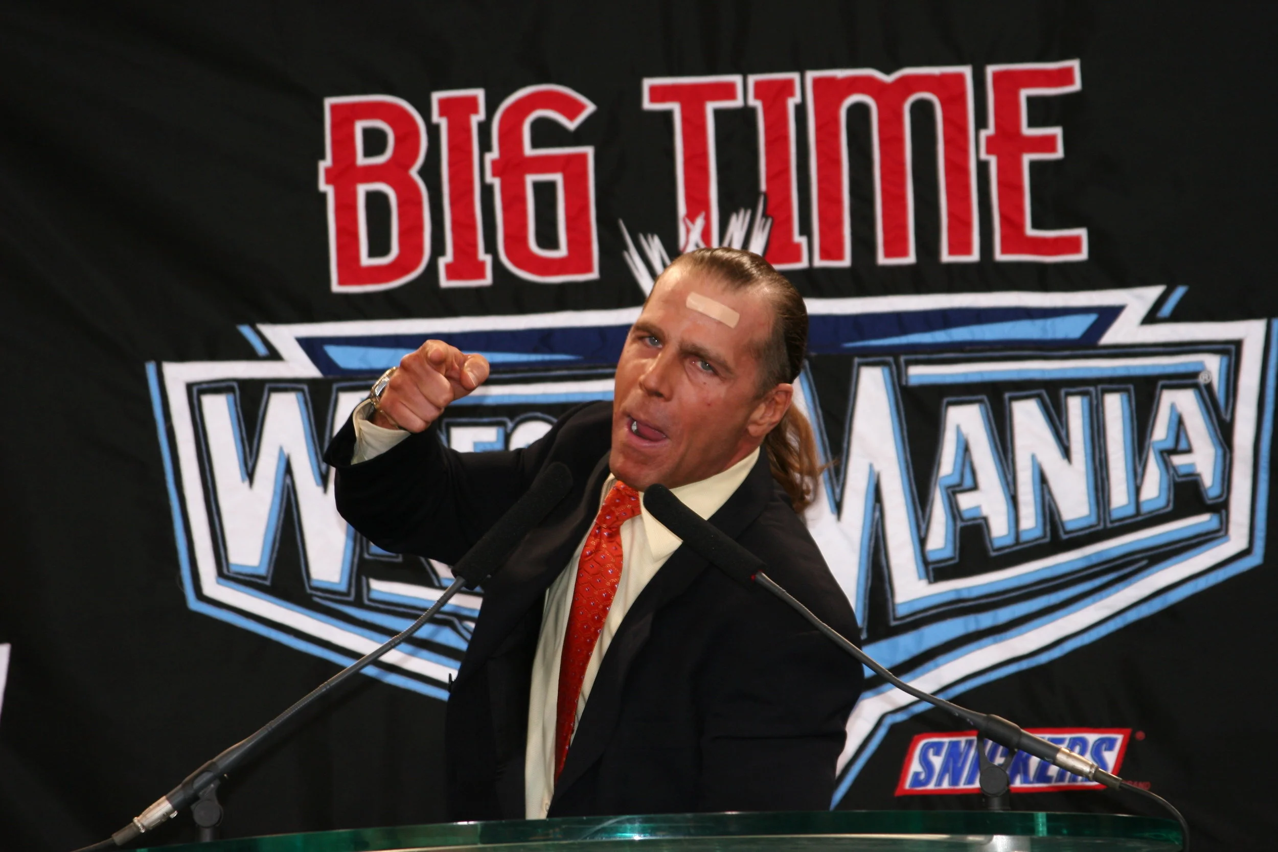 WWE Hall of Famer Shawn Michaels speaks during the WrestleMania 22 press conference at the Chicago Theatre in March 2006. Michaels will be in the corner of Triple H at this weekend’s WWE Super Show-Down in Melbourne, Australia. (Photo by Mike Pankow)