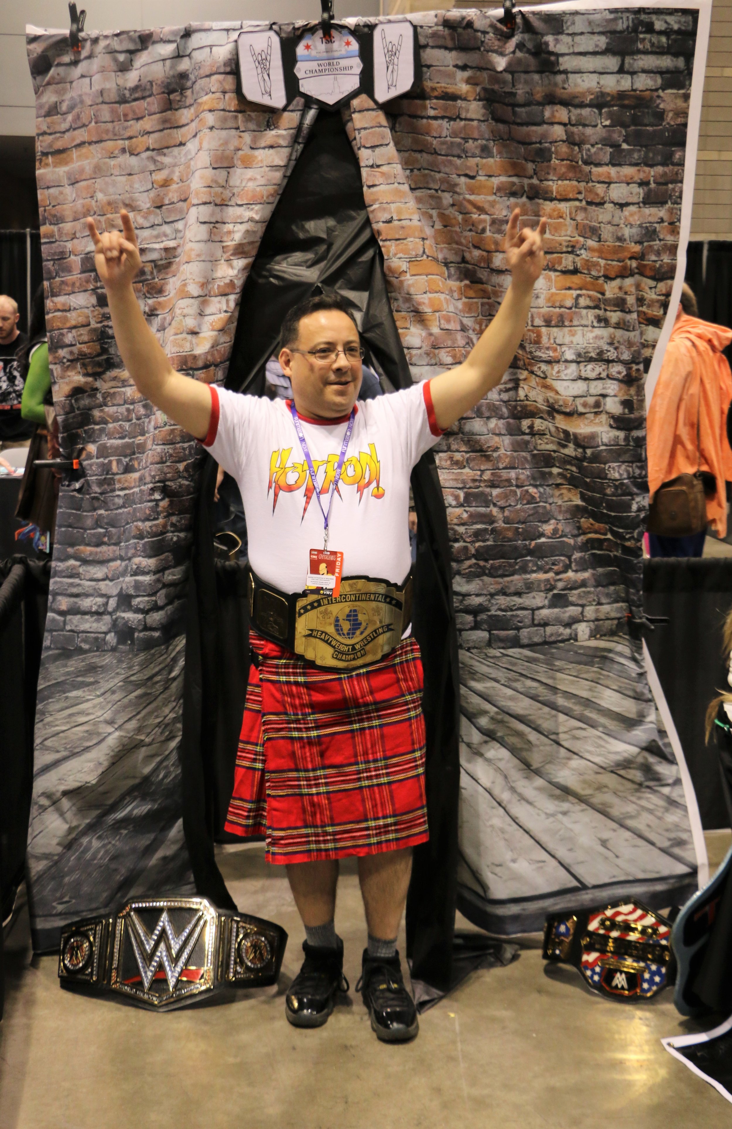  Rowdy Roddy Piper cosplayer at the Too Sweet Cosplay booth.  