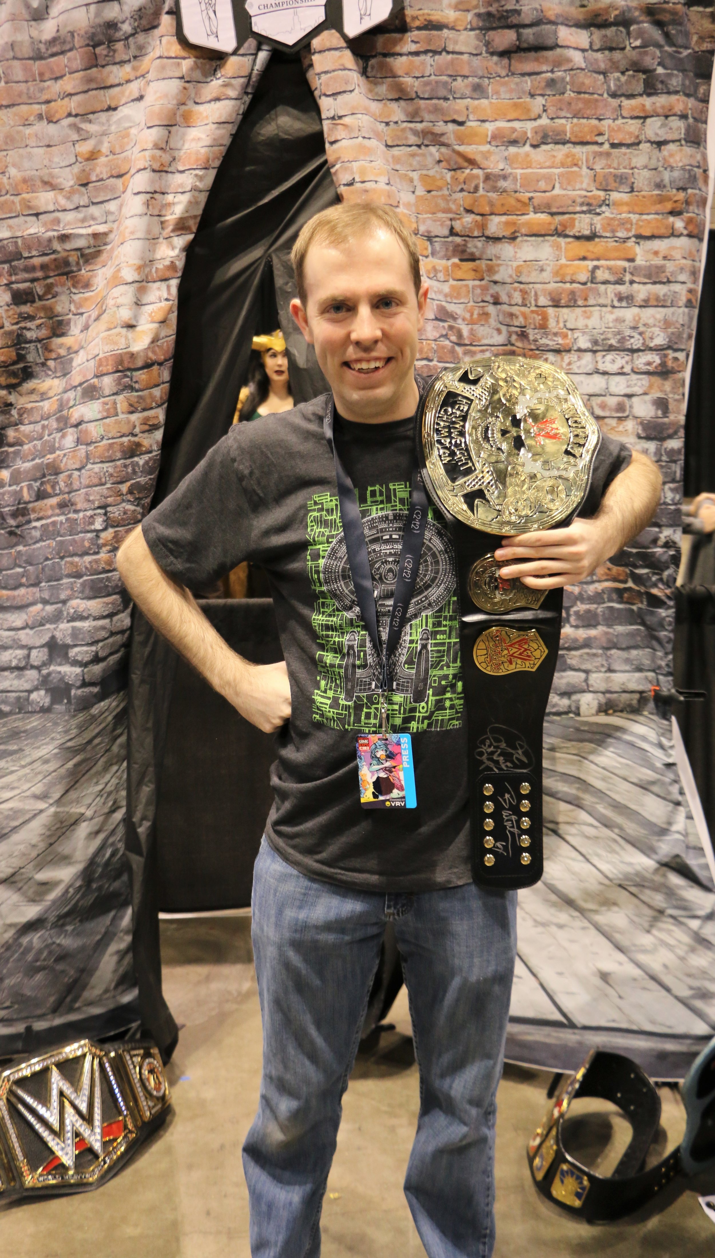  A fan poses at the Too Sweet Cosplay booth. 