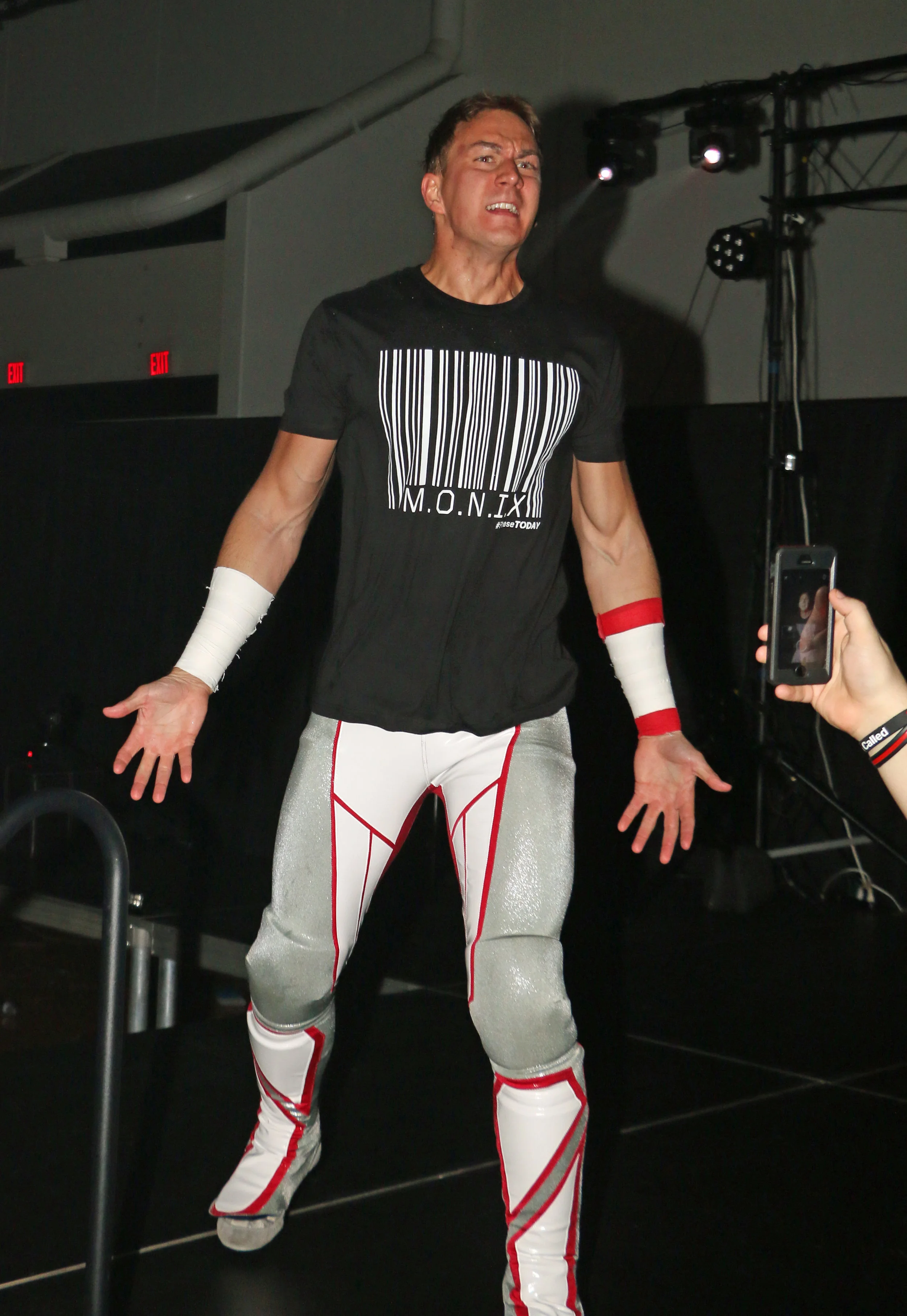 Pat Monix enters the arena at Warrior Wrestling 3 on Juanury 5, 2019. Monix, a five-year veteran in the wrestling business, was trained by Bryce Benjamin and influenced by wrestlers like Shawn Michaels, CM Punk, Ali and DJZ among others. (Photo by Mike Pankow)