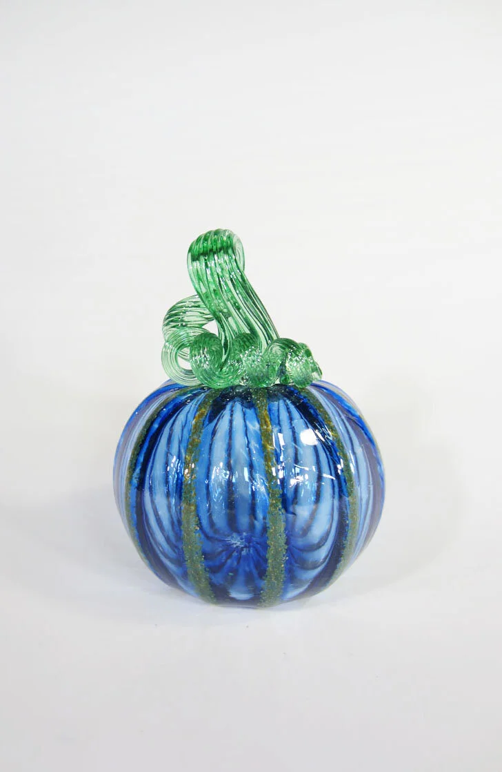 Pumpkin - blue with gold ridges