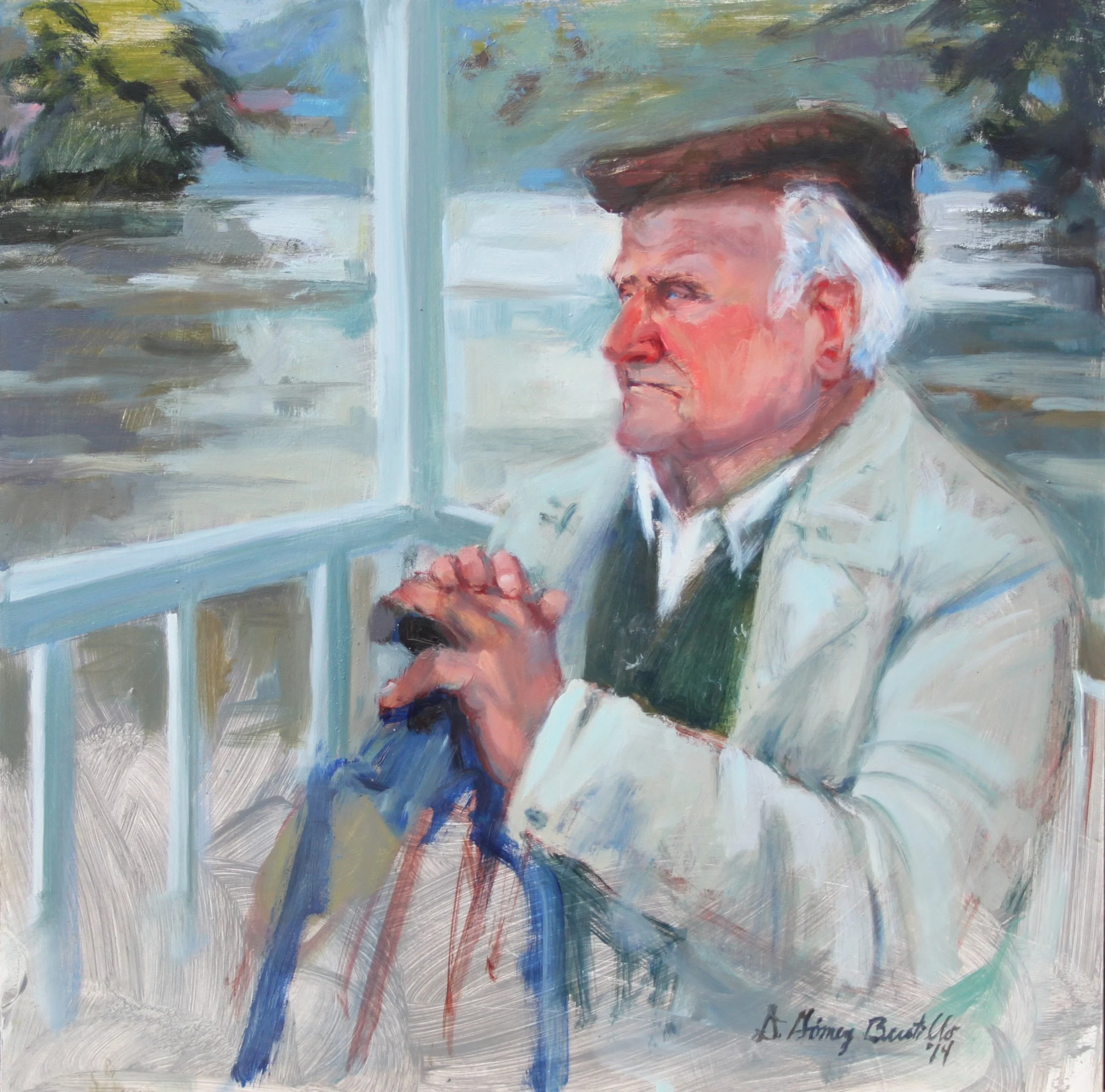 "Don Francisco", oil on panel, 15 x 15", available.  "Don Francisco" óleo sobre panel, 38 x 38 cm. Disponible.