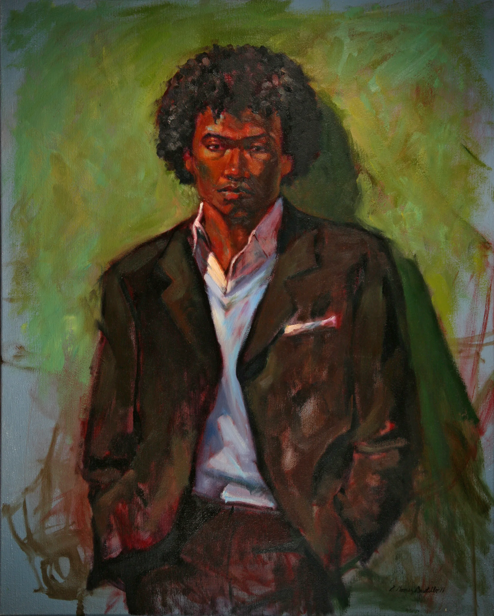 "Portrait of a Young Man", oil on canvas, 30 x 24" sold. "Retrato de joven", óleo en lienzo, 76 x 61 cm. Sold.