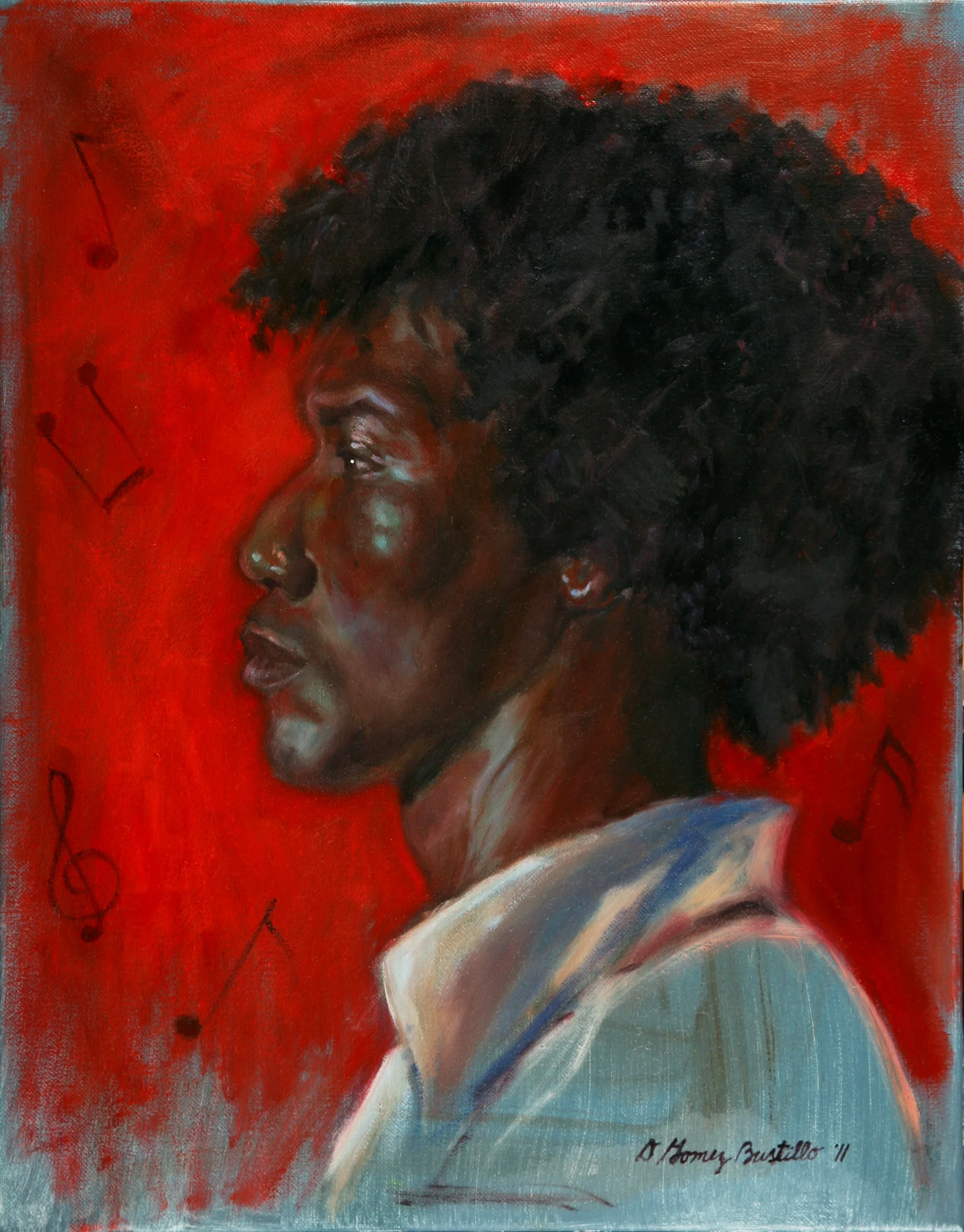 "The Musician" oil on canvas, 20 x 15"  Available. "El Músico", óleo sobre lienzo, 51 x 41 cm, disponible.