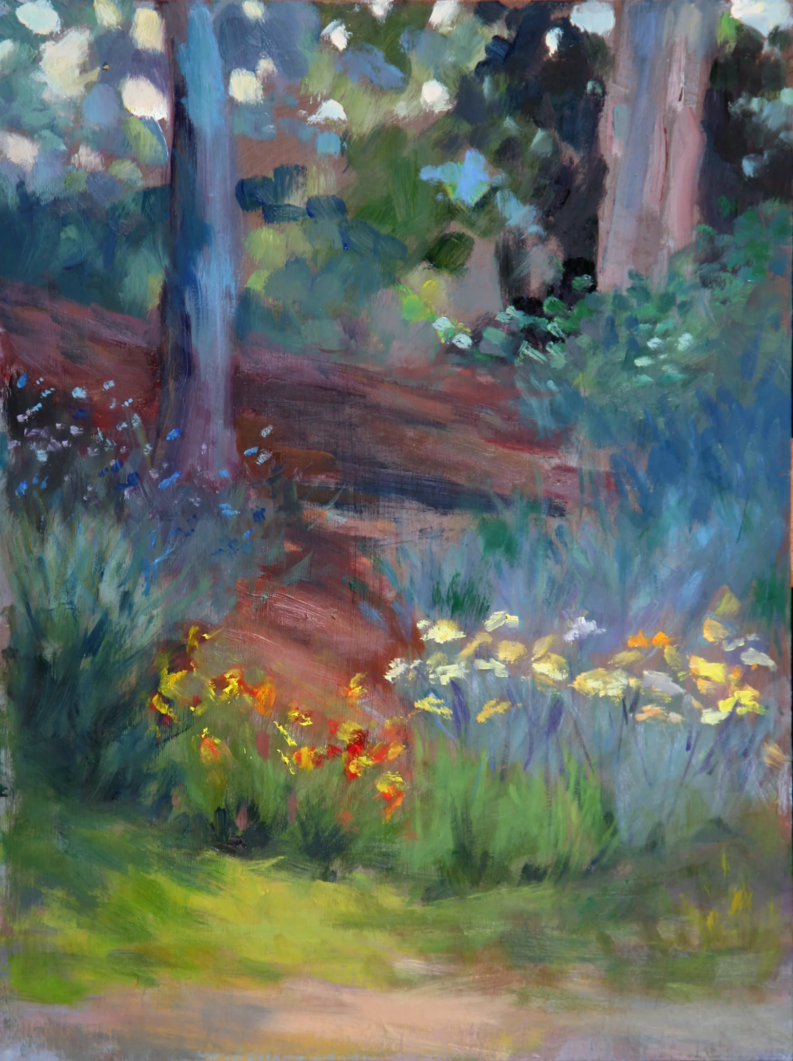 "Summer Dreams", oil on panel, 28 x 35 cm, 11 x 14". Available. "Sueños de verano", óleo sobre tabla, 28 x 35 cm. Available.