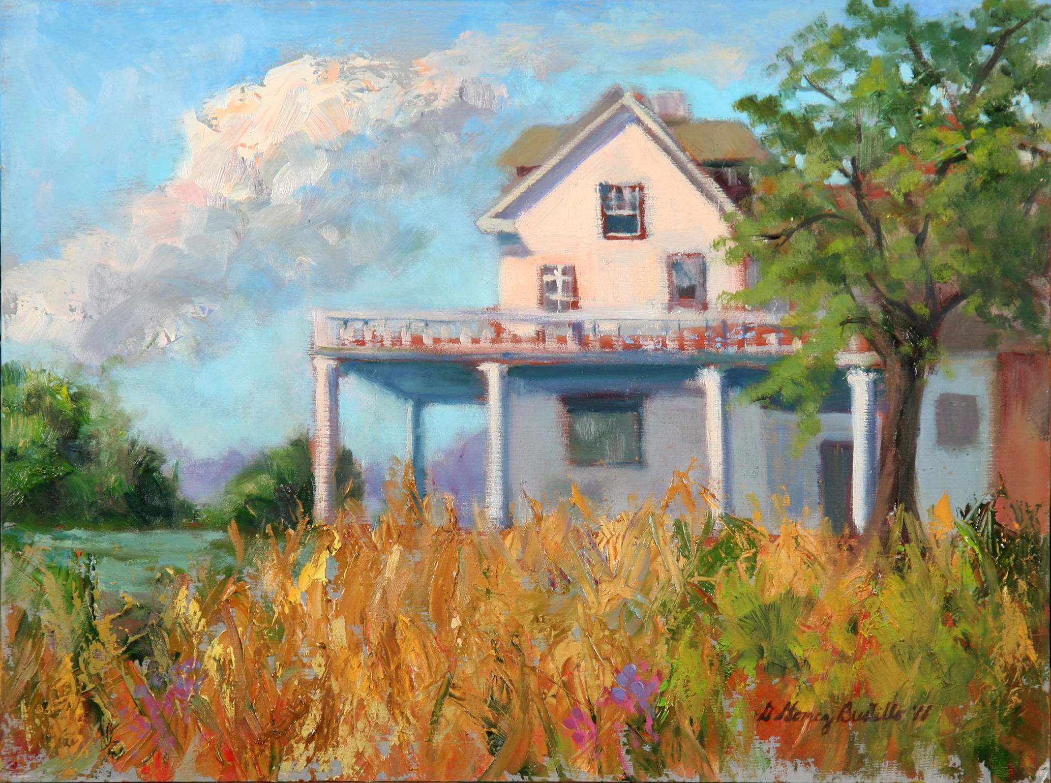 "River Farm", oil on panel, 12 x 9". Sold. "River Farm", óleo sobre tabla, 23 x 31 cm. Vendido