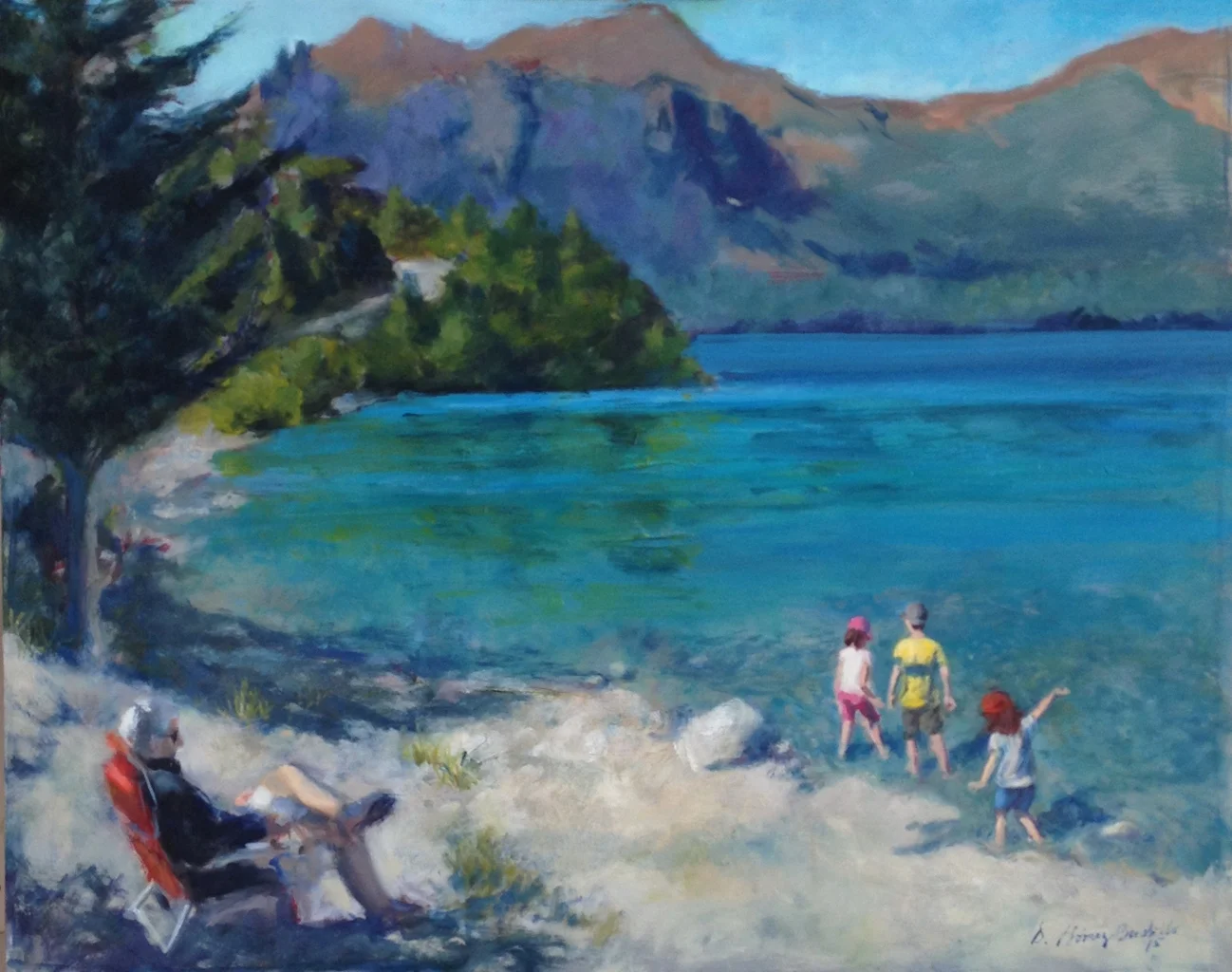 "Lake Gutierrez", oil on canvas, 20 x 16", available. "Lago Gutierrez", óleo sobre tabla, 40 x 50 cm. Disponible.