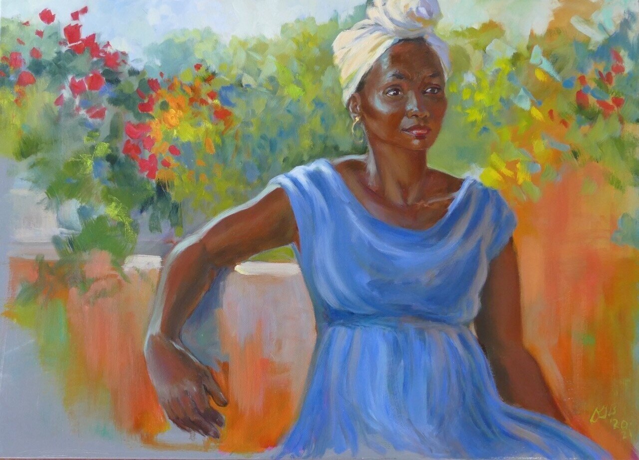 "Margaret", oil on canvas, 19.5 x 27.5, available. "Margaret", óleo sobre lienzo, 49.5 x 70 cm. Disponible.