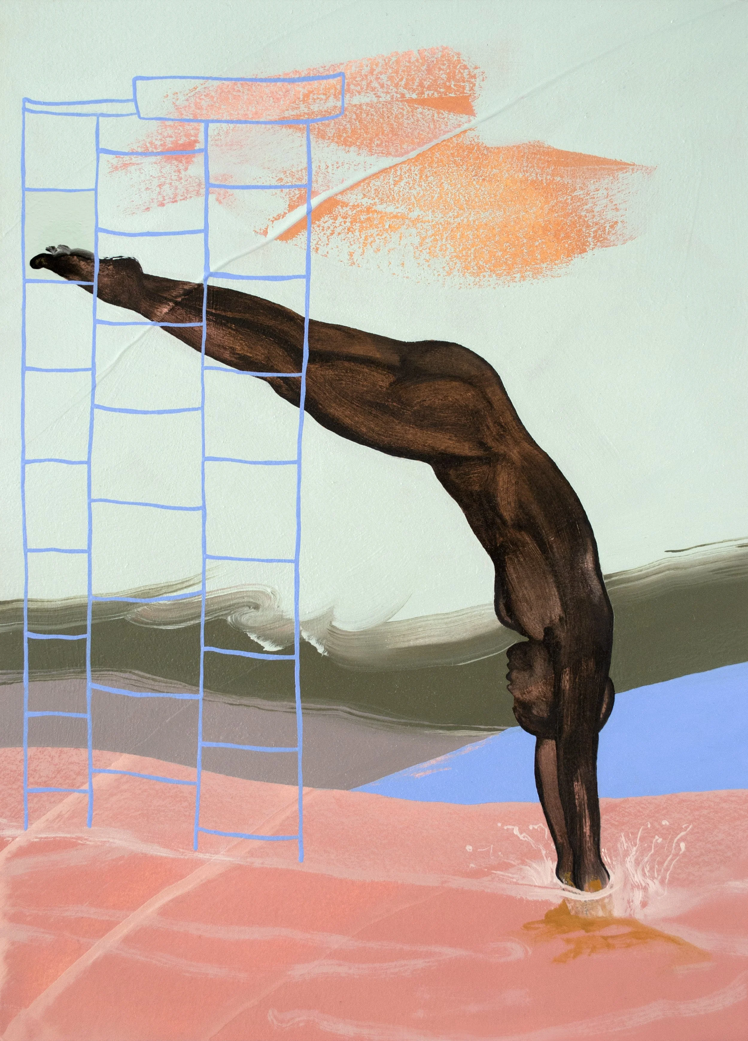 The Diver, 16%22 x 12%22, Oil on paper, 2020.jpg