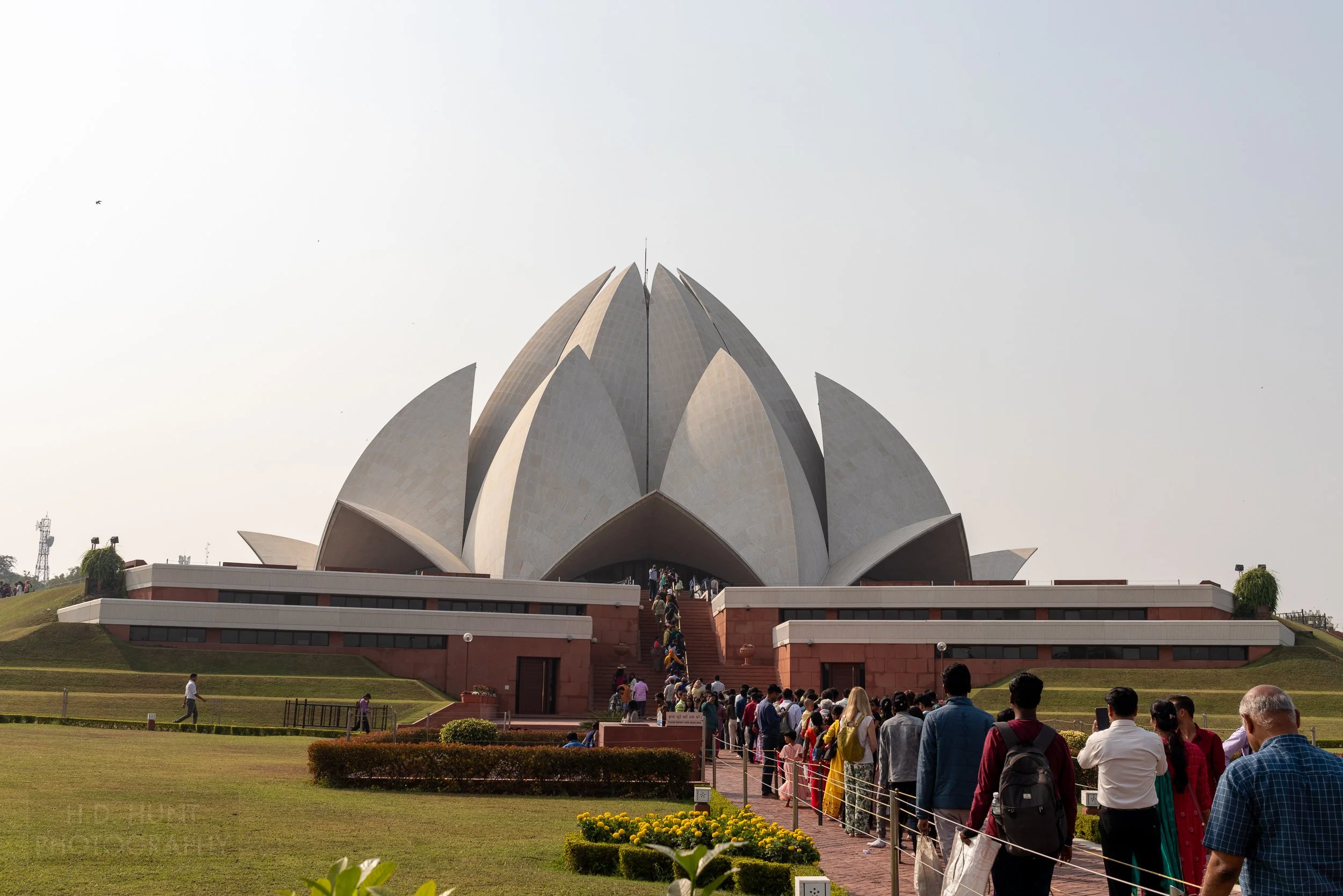 The white stone Lotus Temple, Delhi, India.