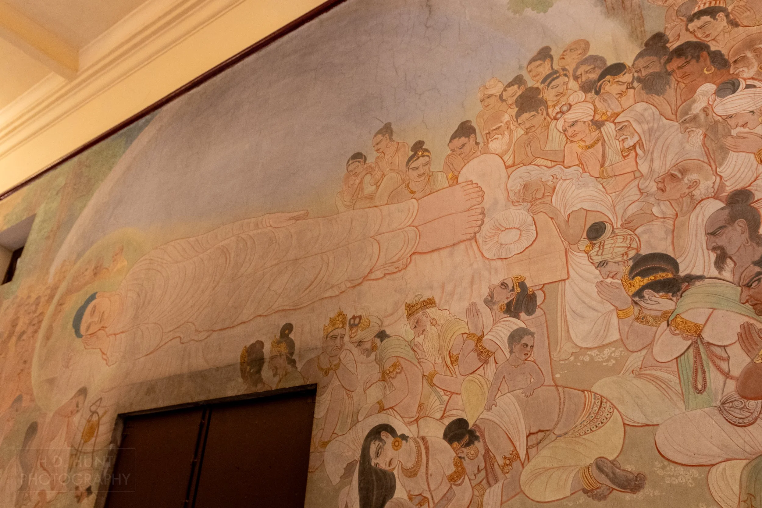 A wall painting of Buddha, Sarnath, India.