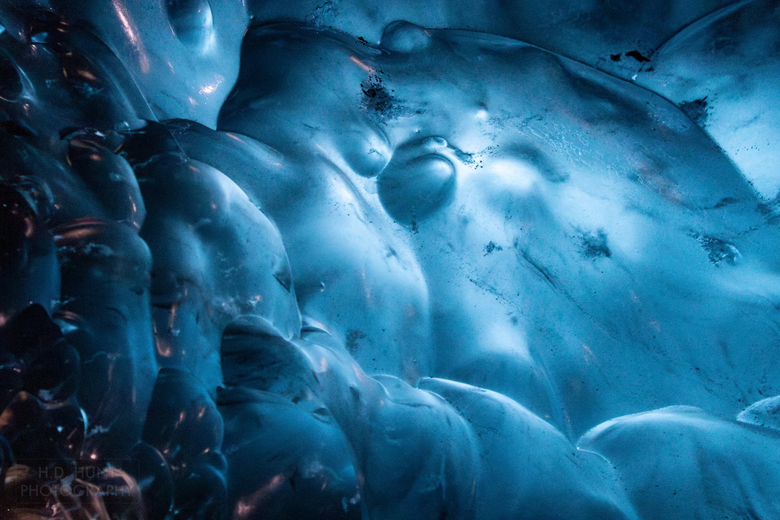 The wall of an ice cave is seen at Vatnajökull, Iceland.