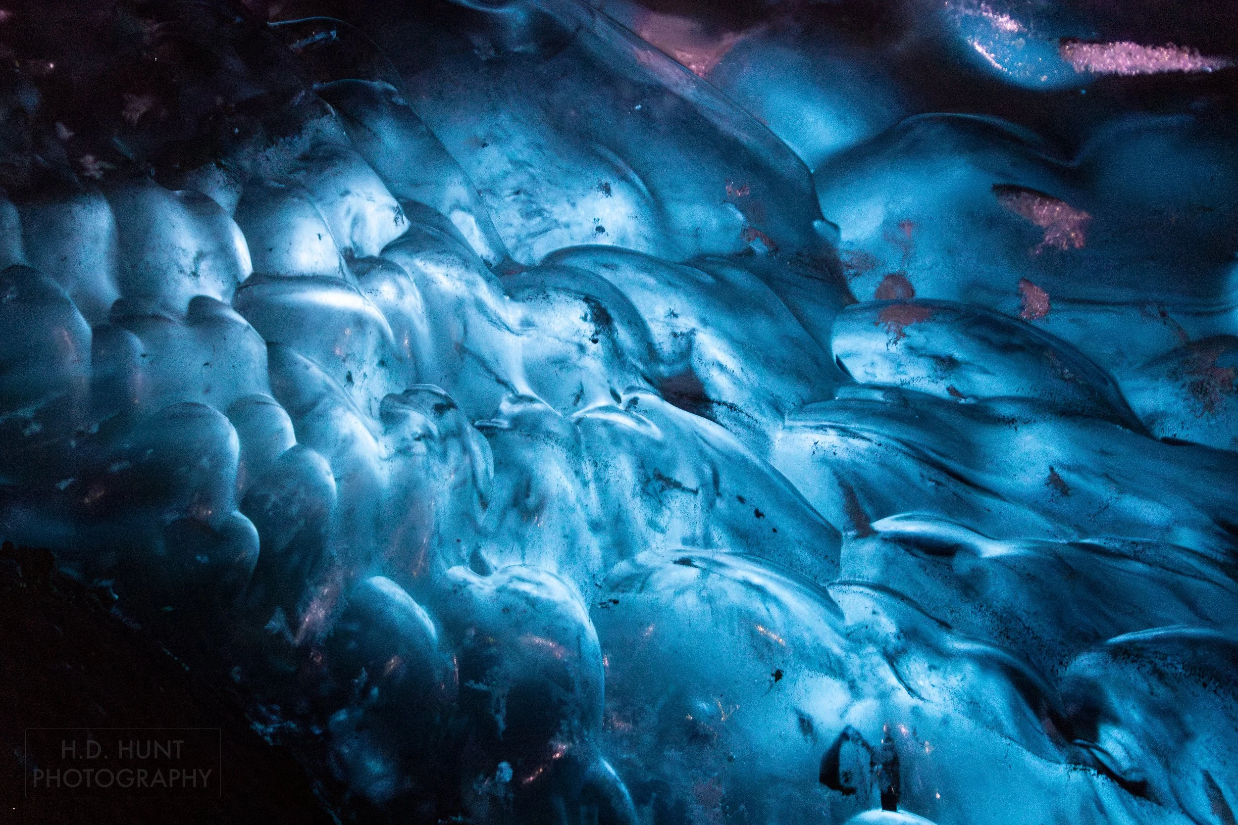 The wall of an ice cave is seen at Vatnajökull, Iceland.