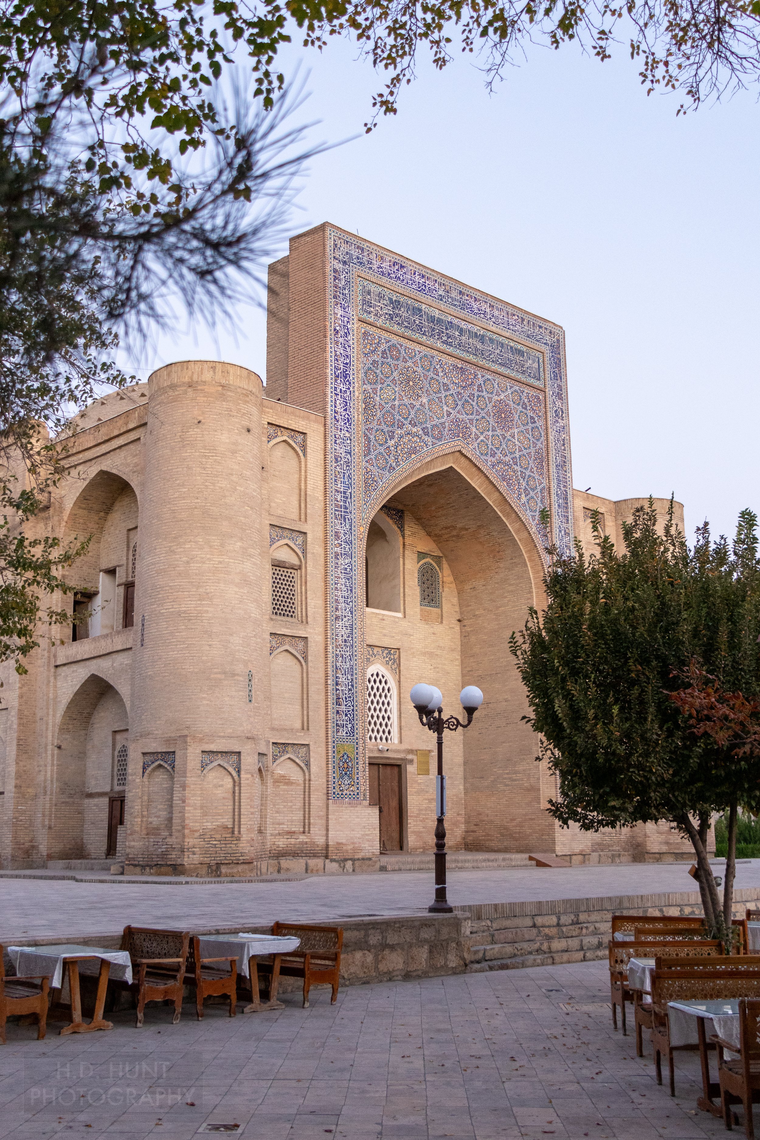 The facade of Nodir Devonbegi, Bukhara, Uzbekistan.