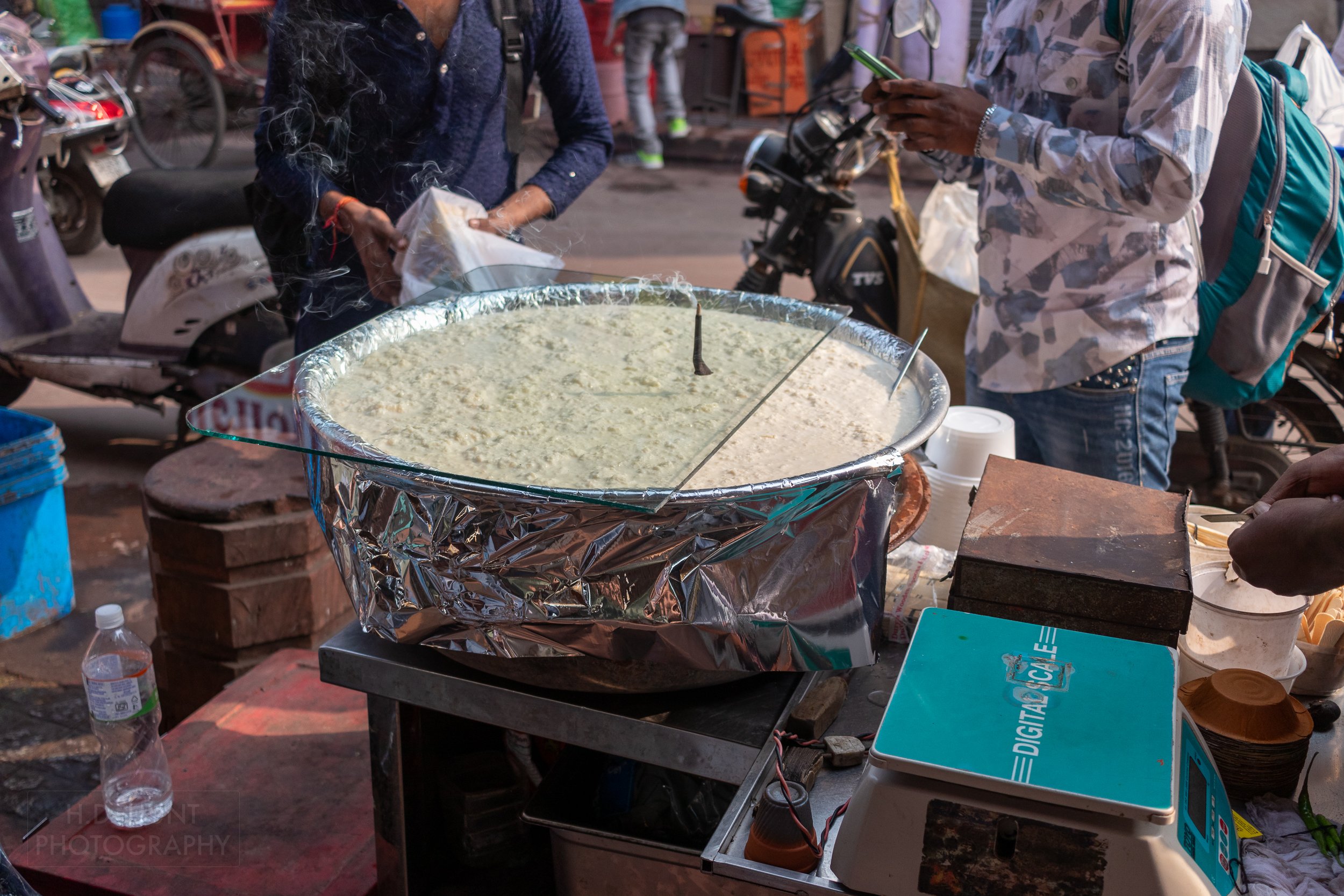 Street food being prepared, Chandni Chowk, Delhi, India.
