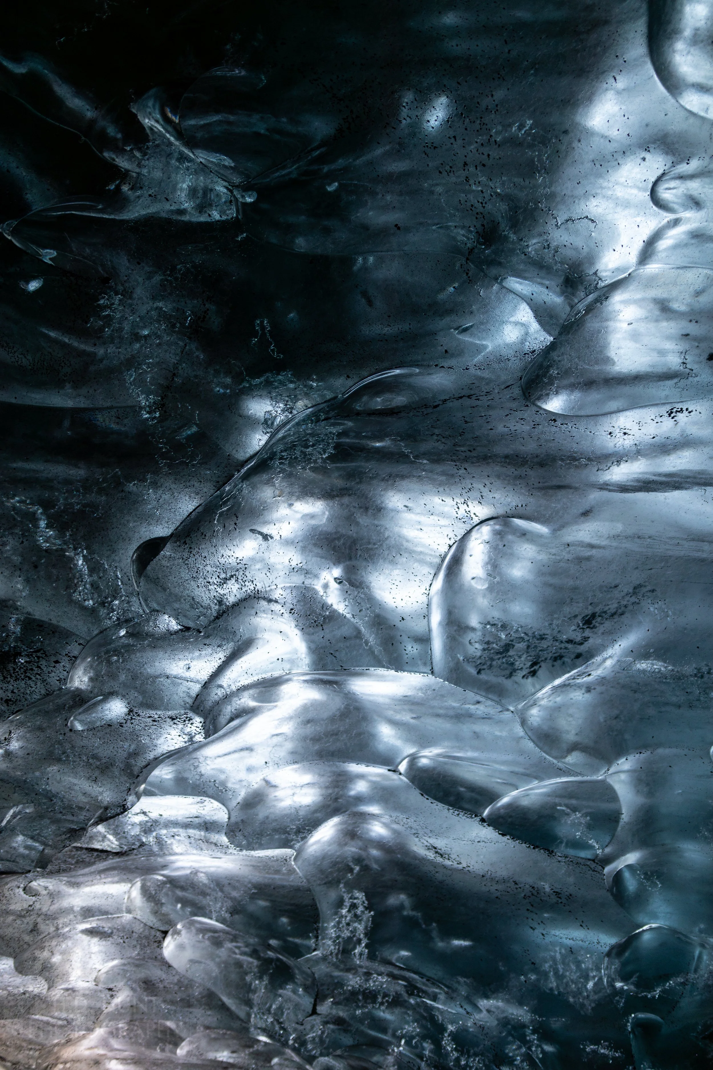 The wall of an ice cave is seen at Vatnajökull, Iceland.