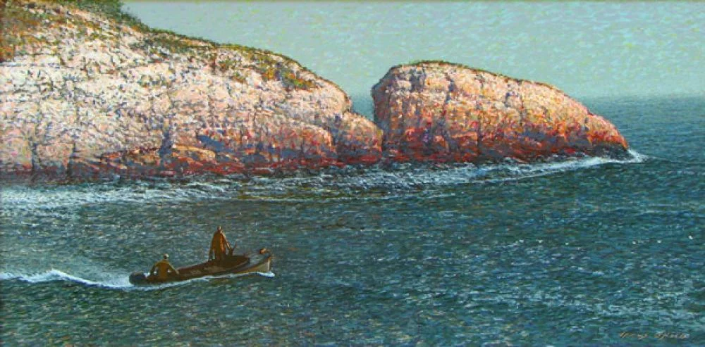 James O’Neil, Building Swells Acrylic on Panel, 12x24 in.
