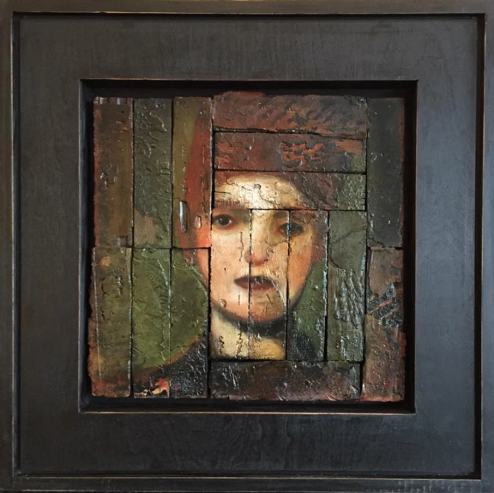 John Whipple, RJ Oil on Parquet Salvage, 16x16 in.