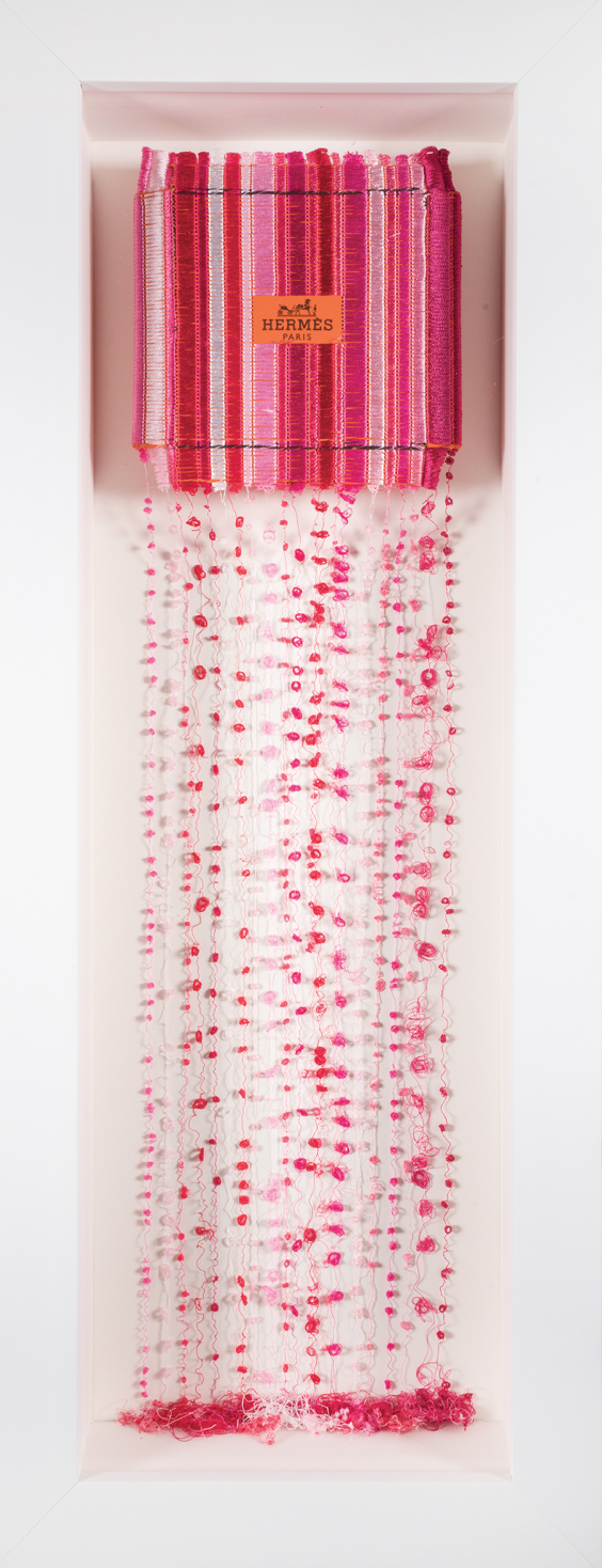Stephen Wilson , Hermes Mini Drip Stitch Pink II, 2017 Mixed Media, 91.5x6.5 in.