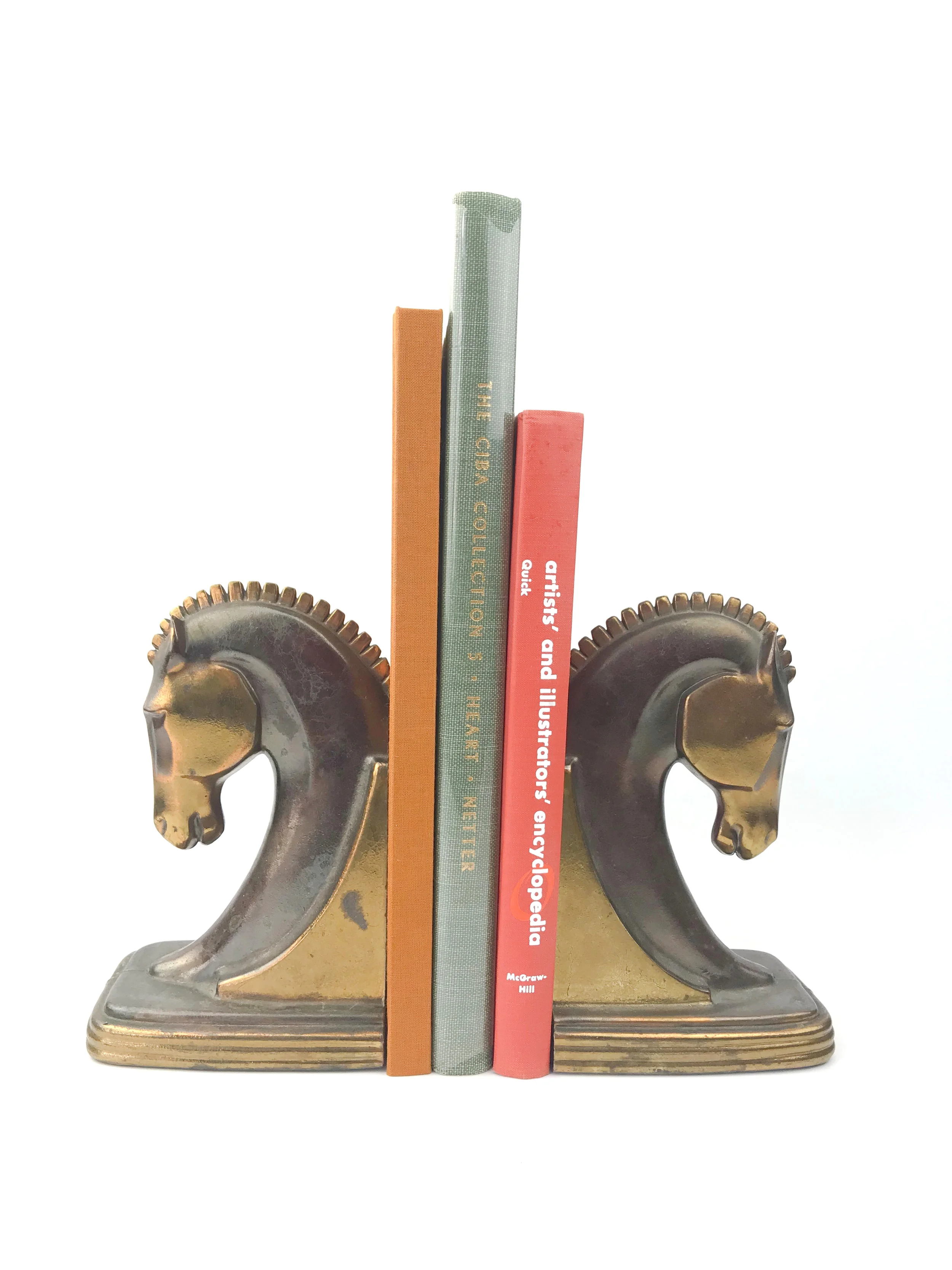 Vintage Art Deco Dodge Bronze Trojan Horse Bookends