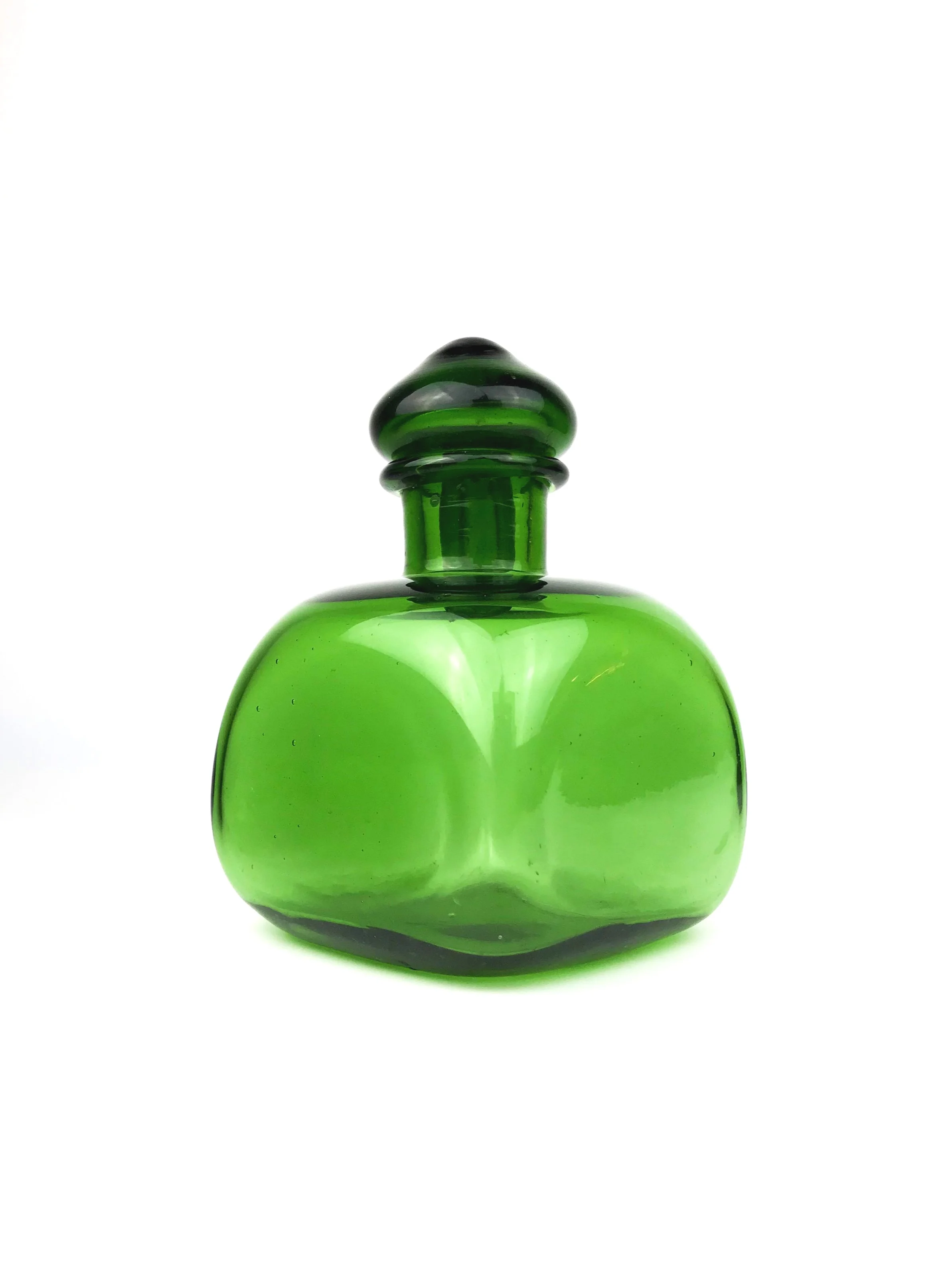 Vintage Mid-Century Jade Glass Decanter