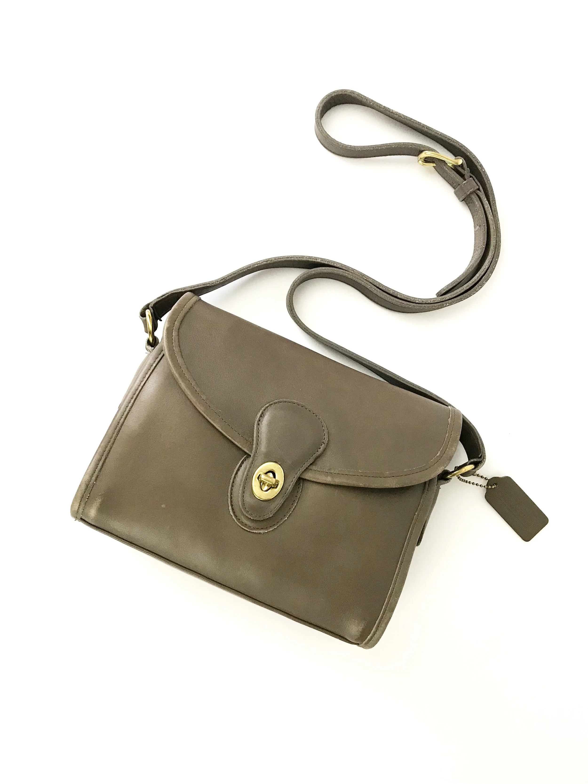 Vintage Coach Taupe Devon Messenger Bag — portmanteau new york
