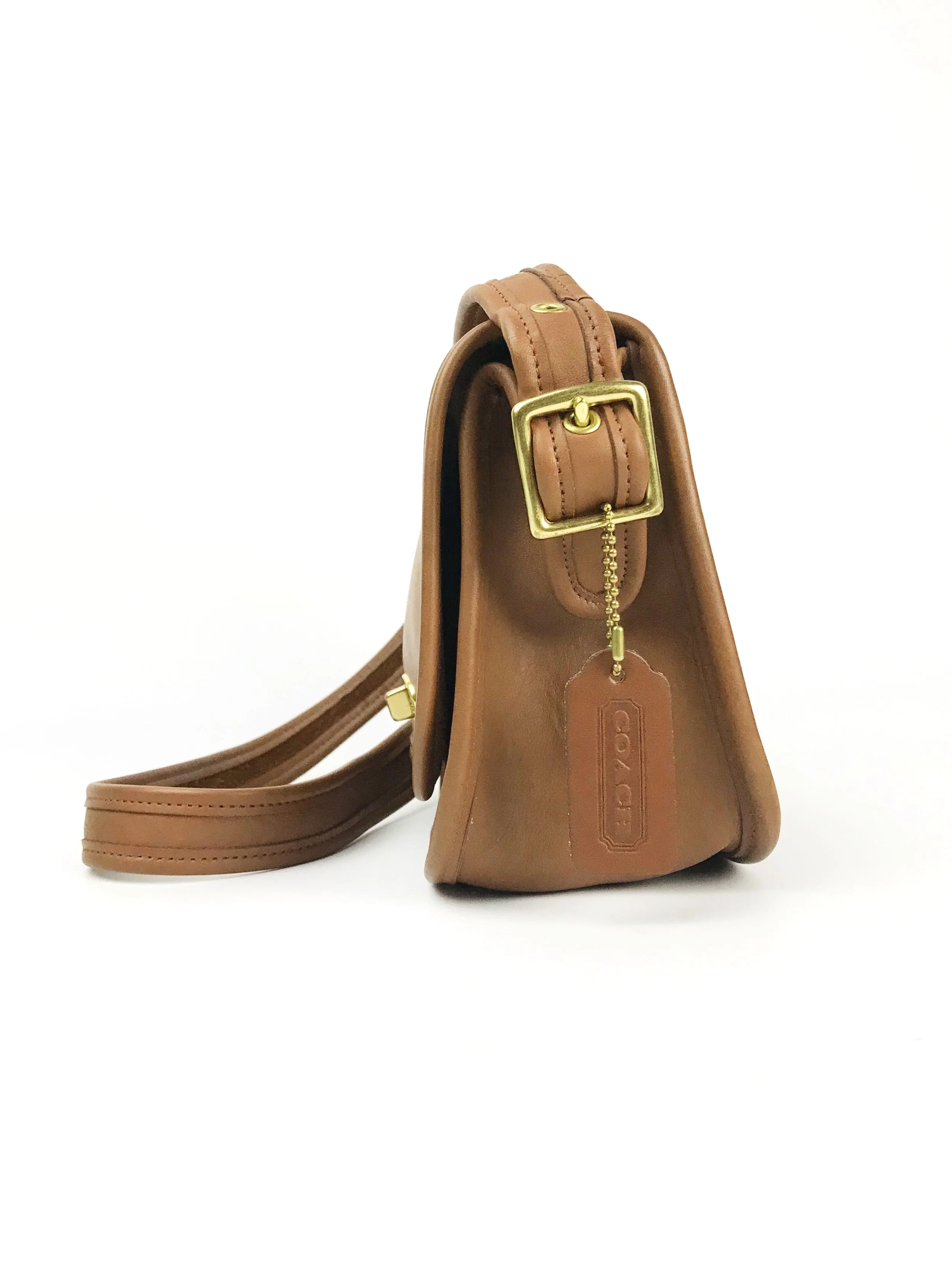 Vintage Coach Cognac Legacy Trail Saddle Bag — portmanteau new york