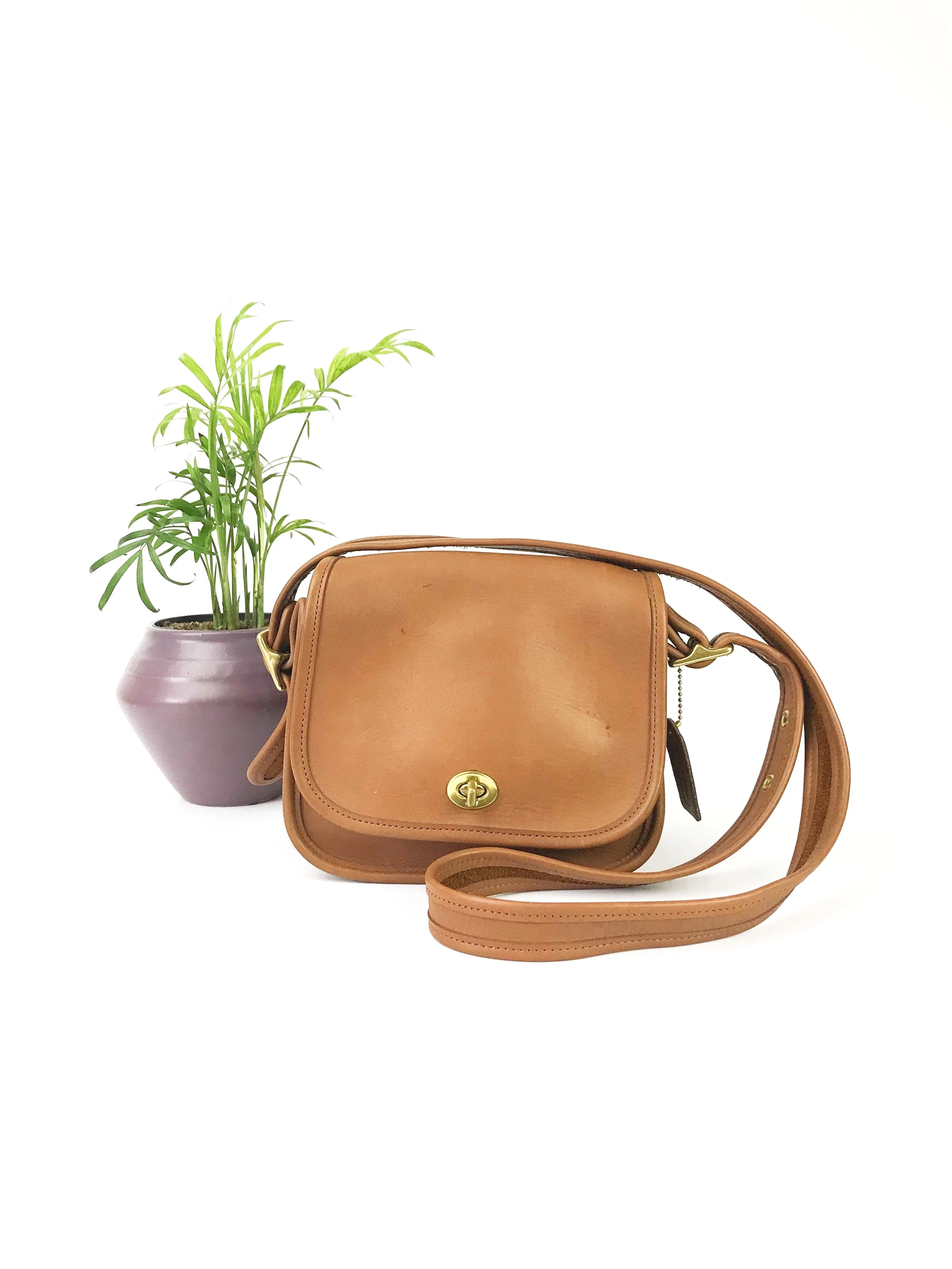 Vintage Coach Cognac Legacy Trail Saddle Bag — portmanteau new york
